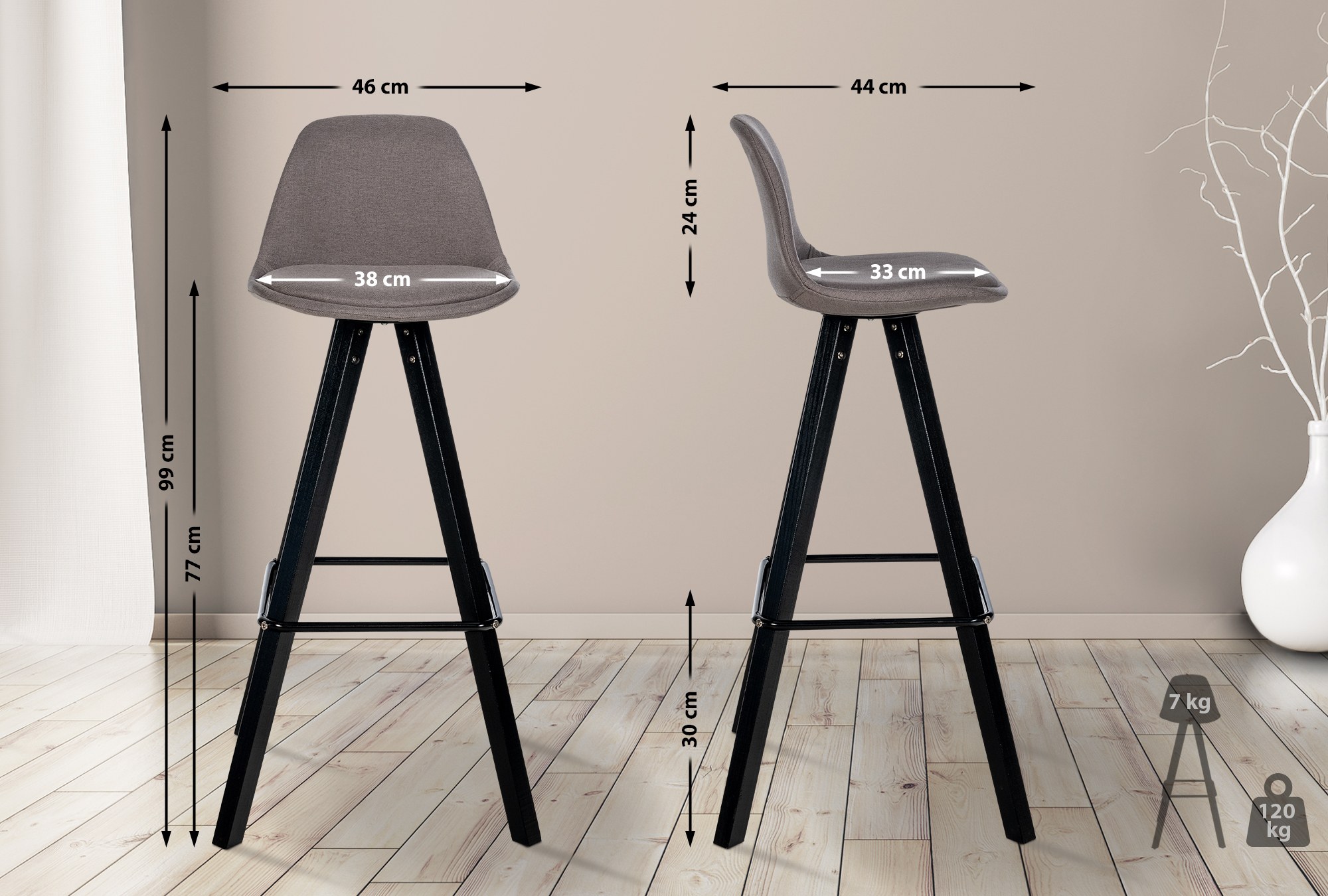Taburete de bar Corbin Tela Cuadrado