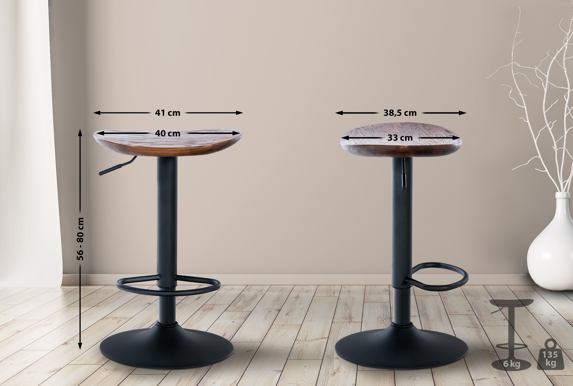 Taburete de bar Eskelde con base metálica