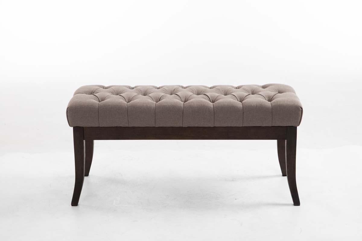 Taburete Recibidor Ramses En Tela & Madera Oscura