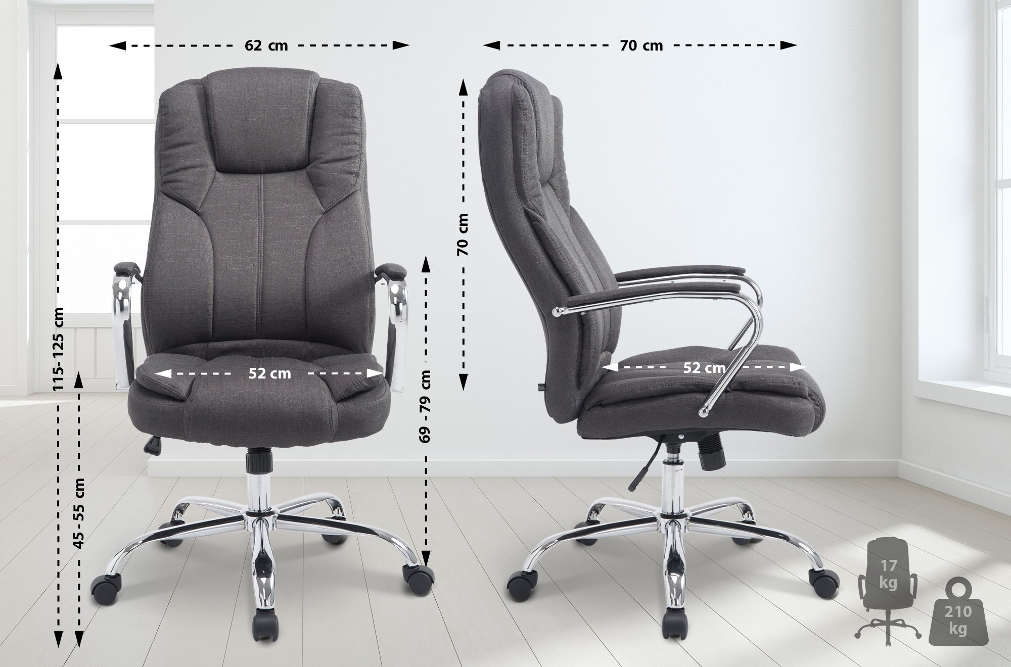Silla De Oficina XXL Xanthos En Tela