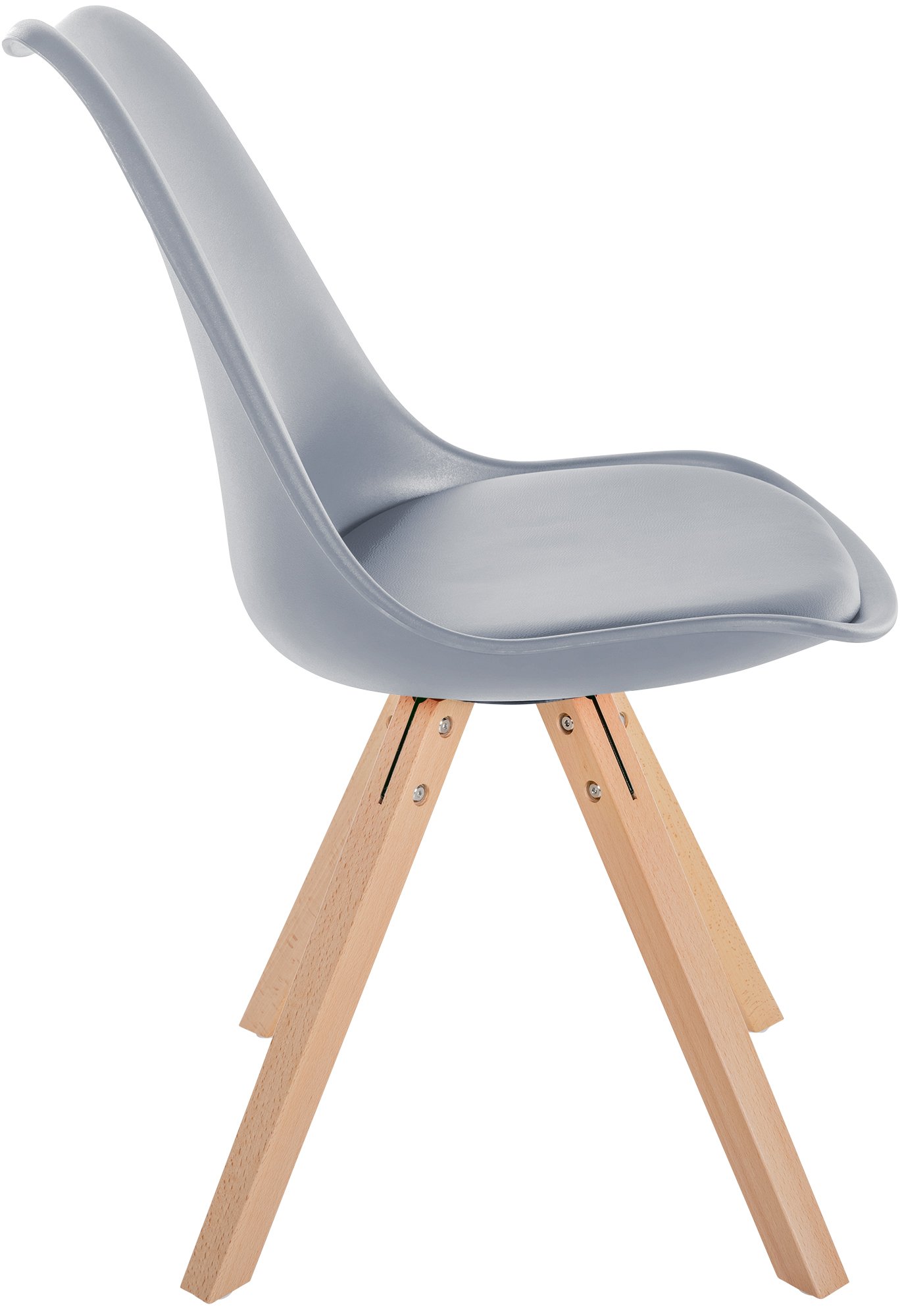 Set de 4 sillas de comedor Sofia con base de madera y asiento en polipiel