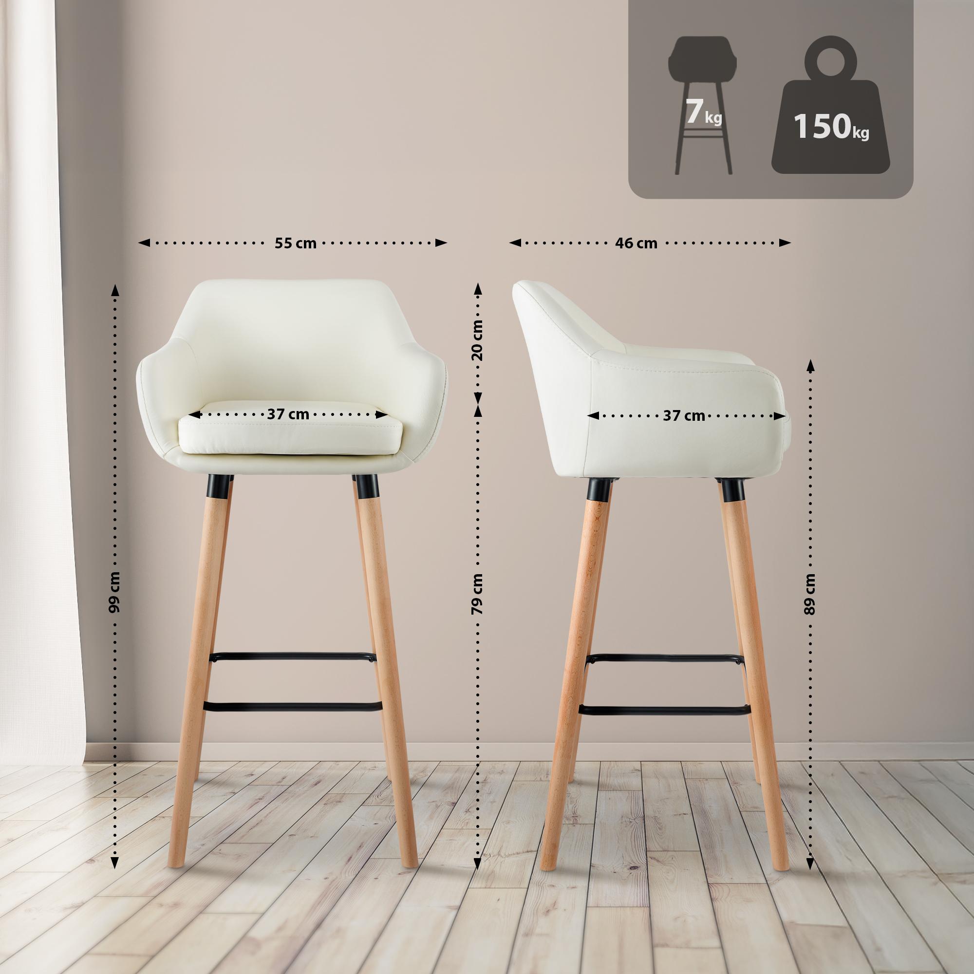 Set de 2 taburetes de bar Grant de cuero sintético
