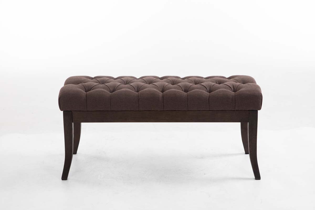 Taburete Recibidor Ramses En Tela & Madera Oscura