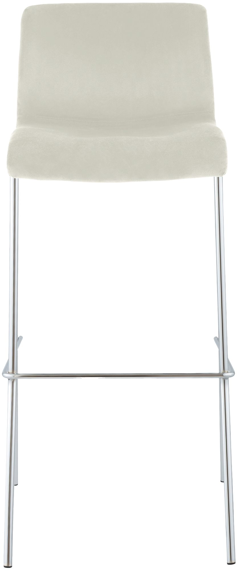 Taburete de barra Hover tapizado en terciopelo con estructura de cuatro patas cromada