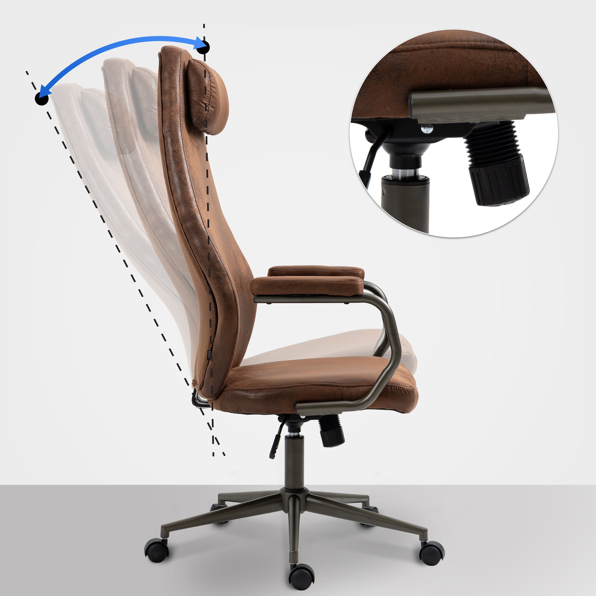 Silla de oficina Pocatello en cuero sintético y respaldo alto