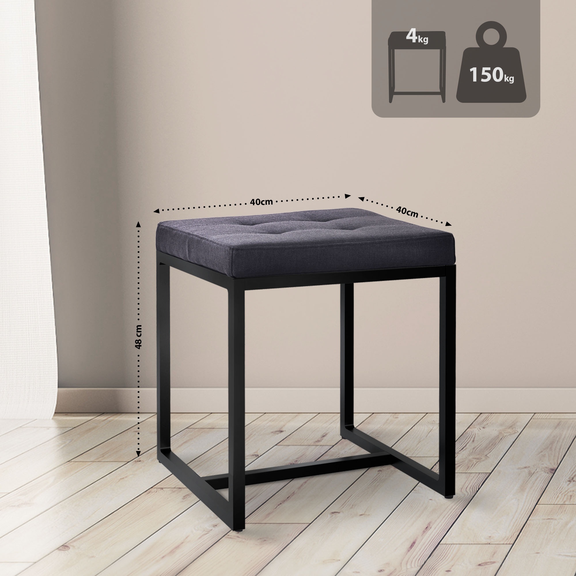 Taburete Barci con marco negro