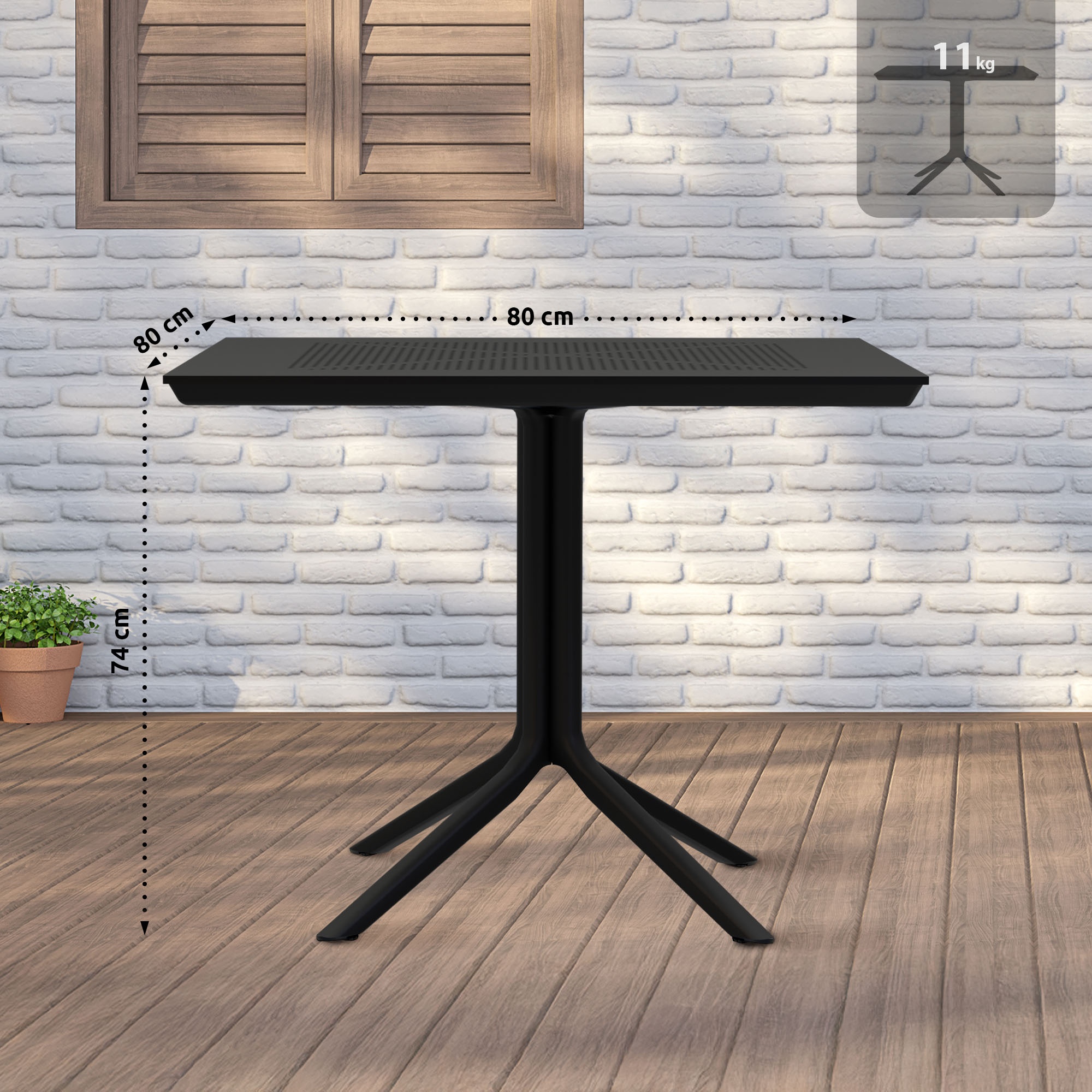 Mesa de jardín Lenval 80x80 cm Mesa de exterior en blanco o negro
