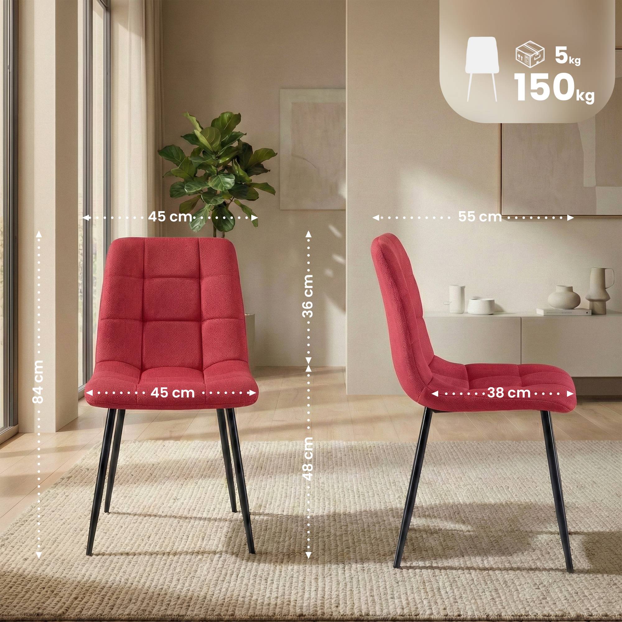 Juego de 4 sillas de comedor Antibes tapizadas en tela