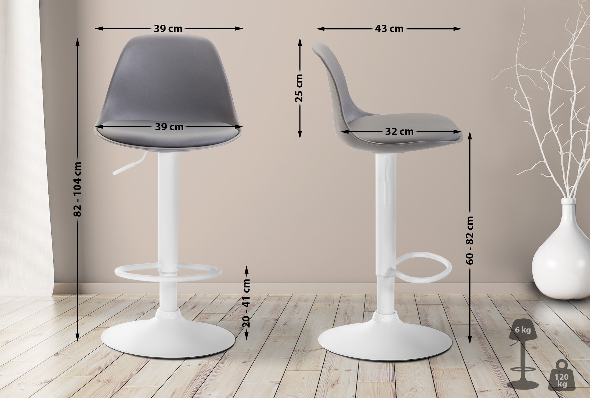 Taburete Kiel Estructura de Plástico & Asiento de Polipiel