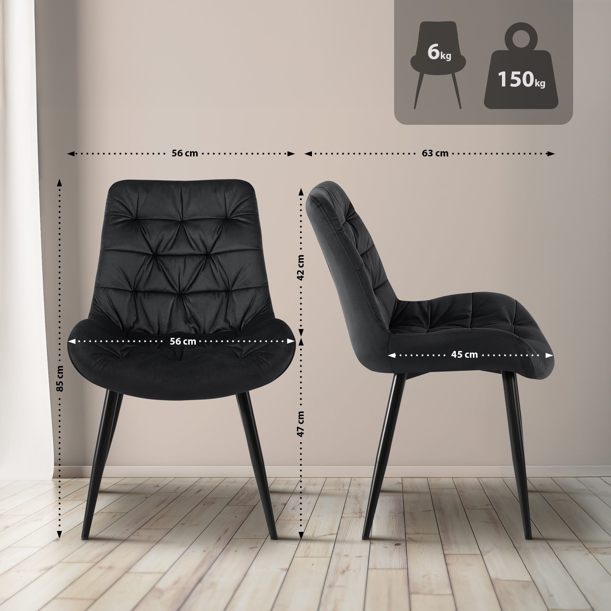 Silla de comedor de terciopelo Rossford
