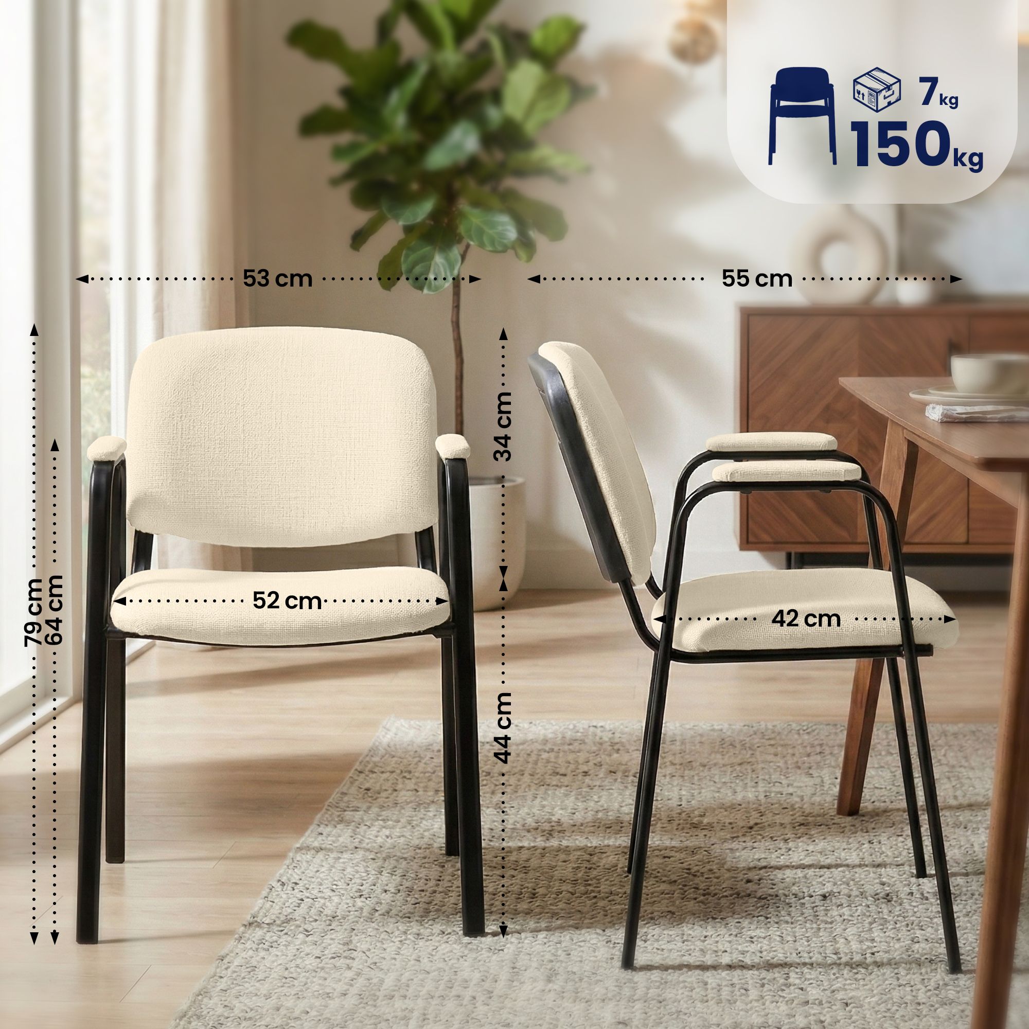 Set de 4 Sillas Apilables Ken Pro de Tela