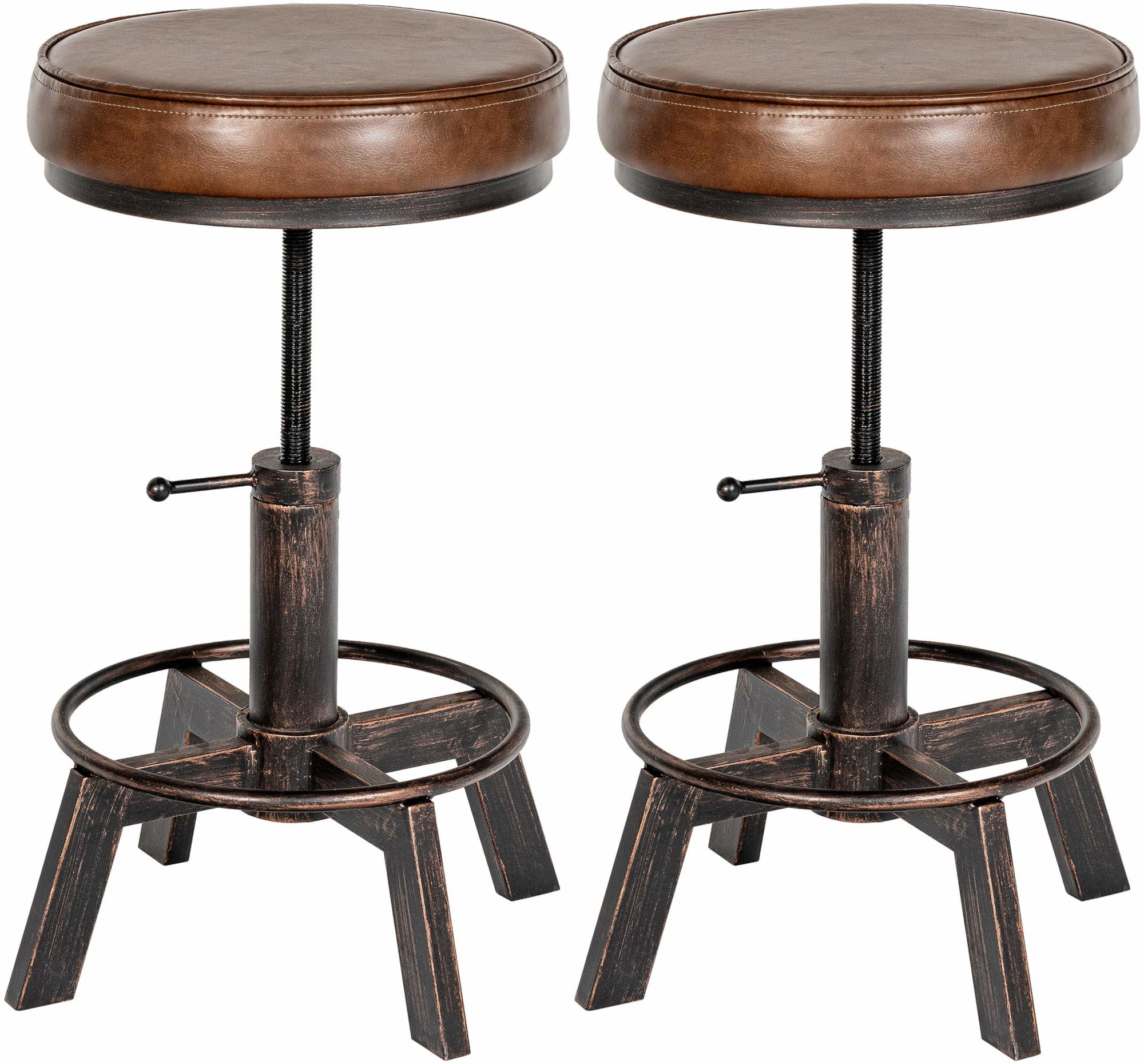 Set de 2 taburetes Destin industriales en polipiel