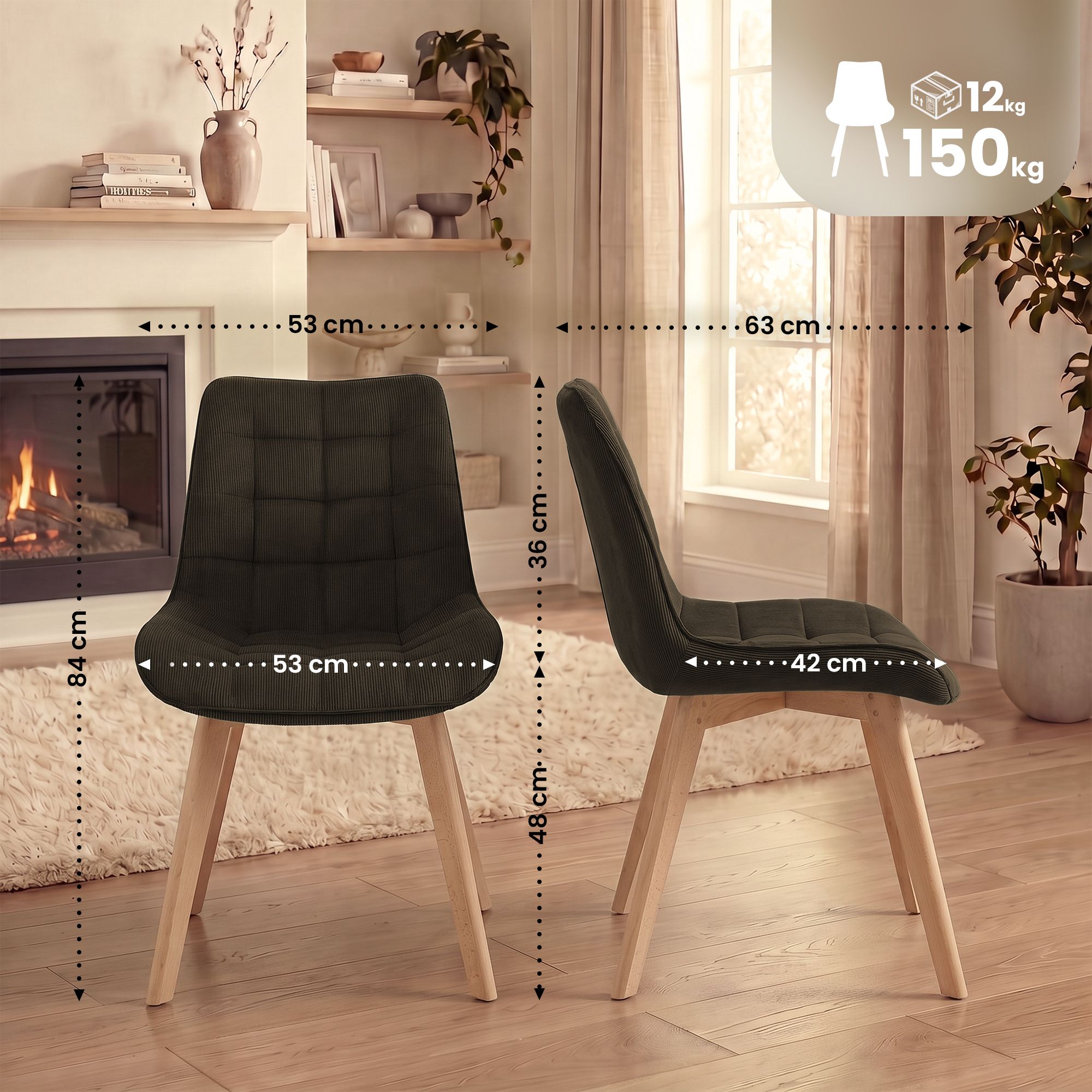 Silla de comedor Brook de pana