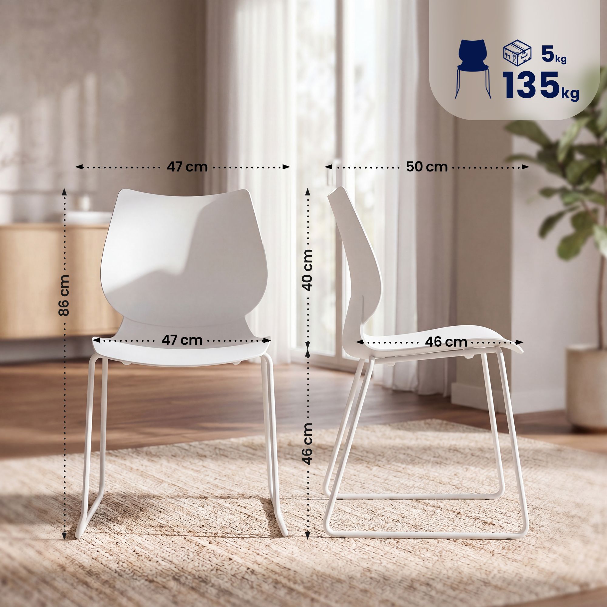 Set de 2 sillas apilables Houma