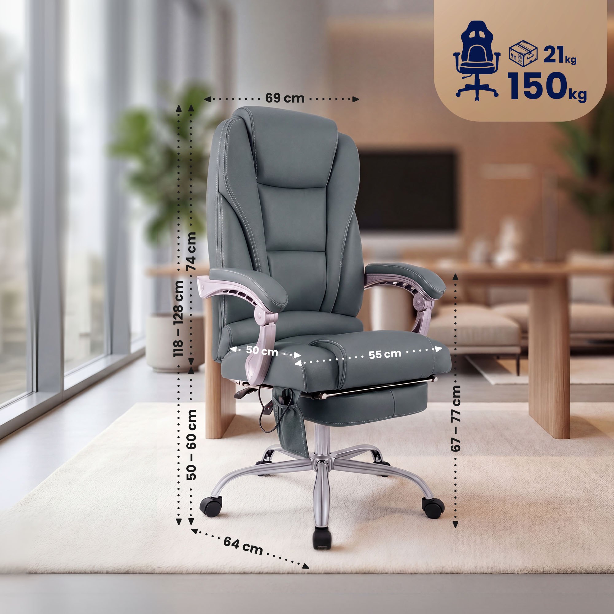 Sillon de oficina Pacific con funcion de masaje