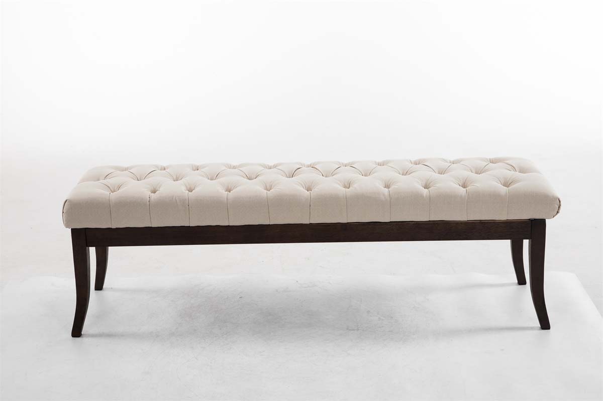 Taburete Recibidor Ramses En Tela & Madera Oscura