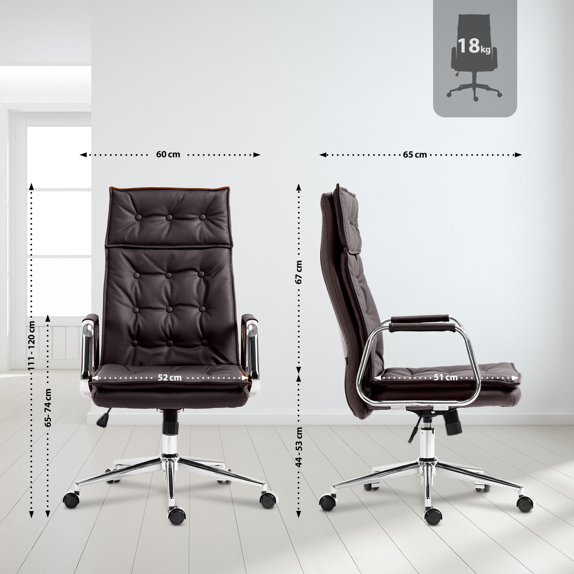 Silla de oficina Sotira de cuero genuino