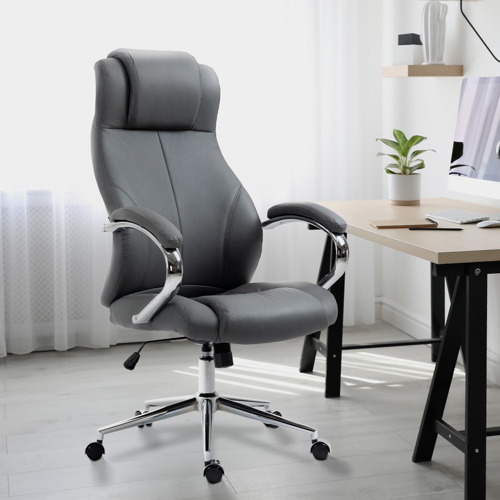 Silla de oficina Salford de cuero auténtico