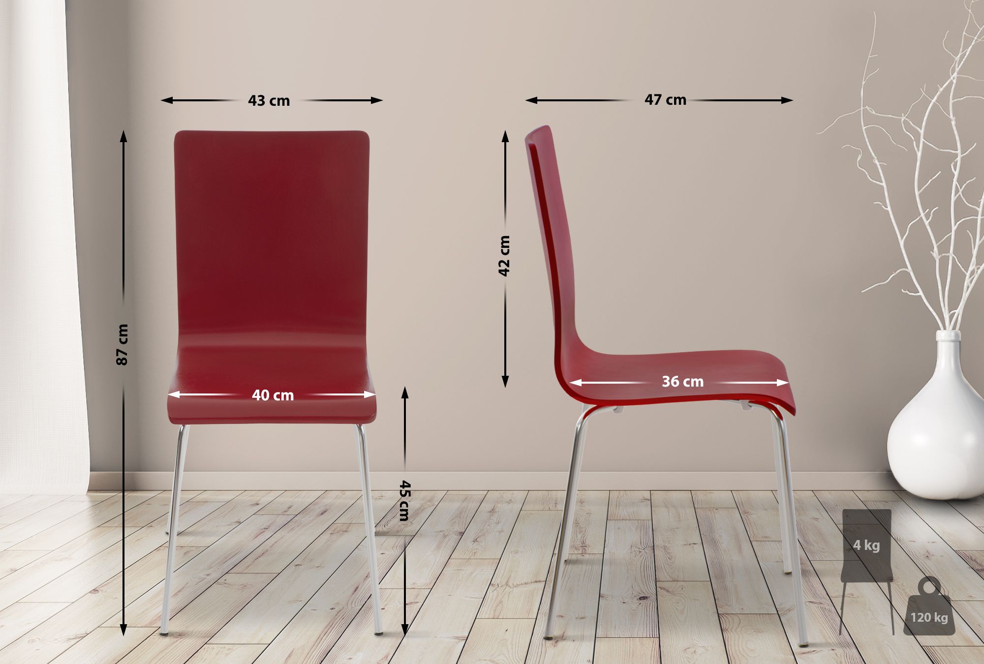 Juego de 2 Sillas de Espera Pepe Rojo