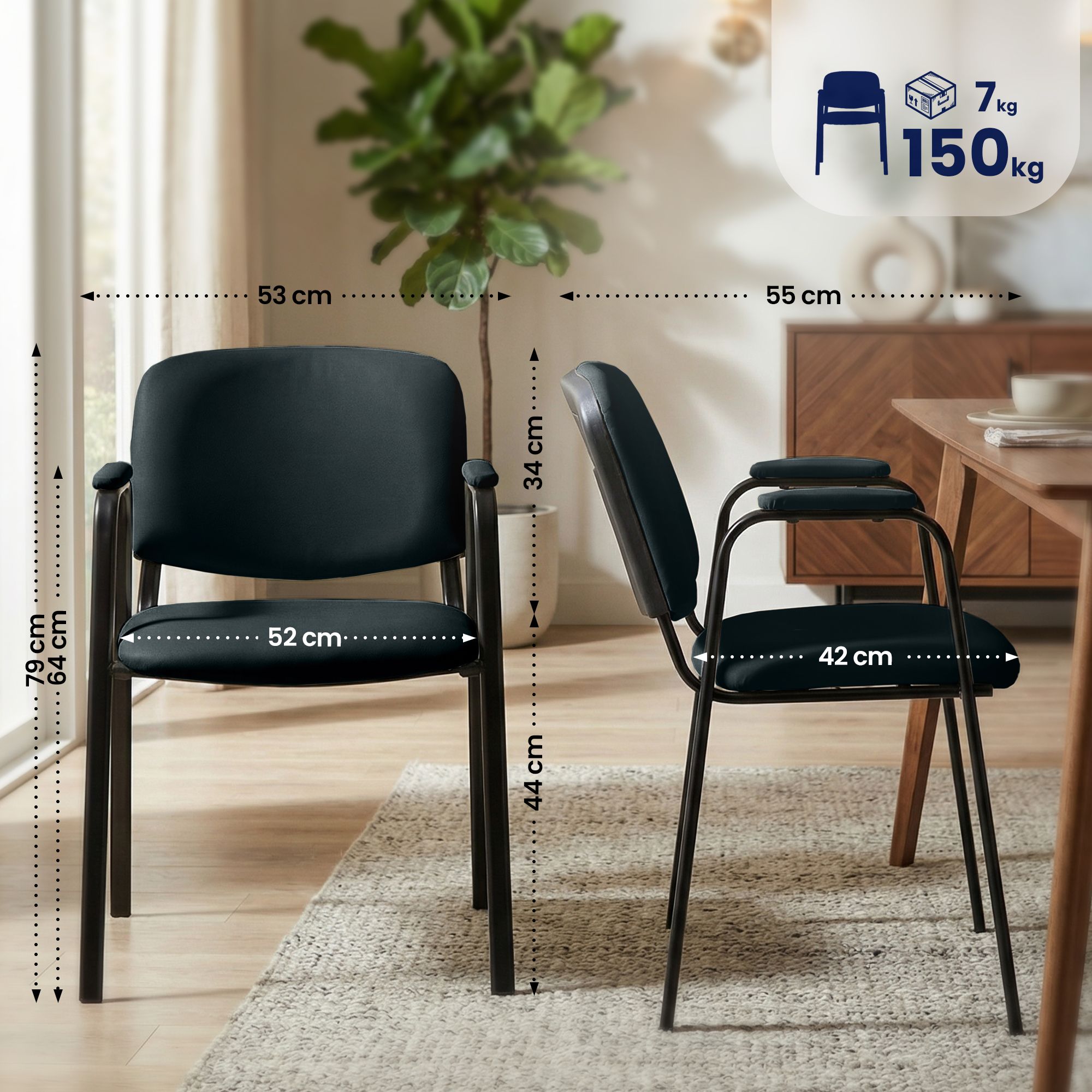 Set de 4 sillas apilables Ken Pro de piel sintética