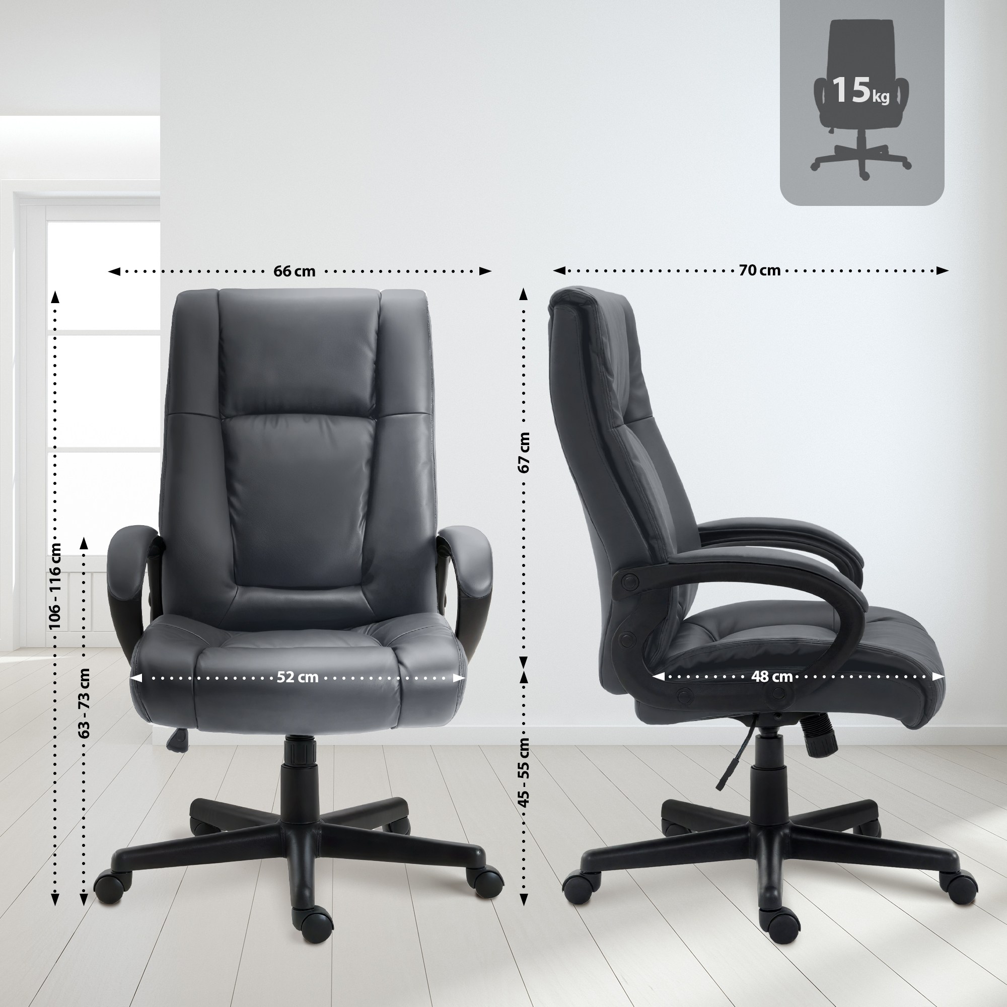 Silla de oficina XL Sparta imitación cuero