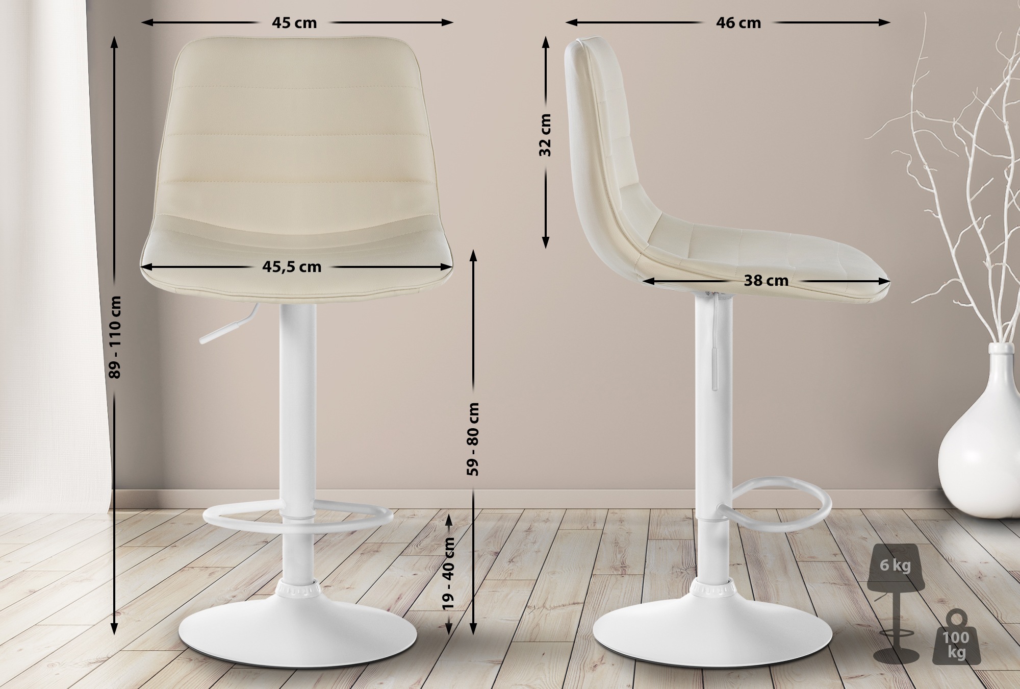 Taburete de bar Lex en piel sintética
