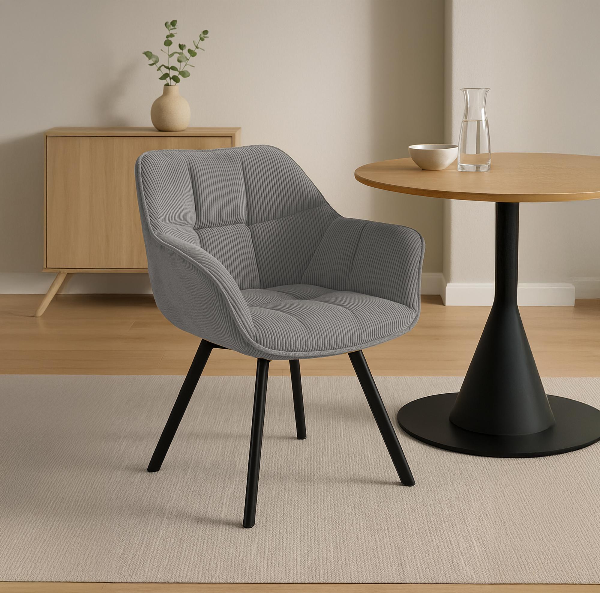 Silla de comedor Jordi con tapizado de pana