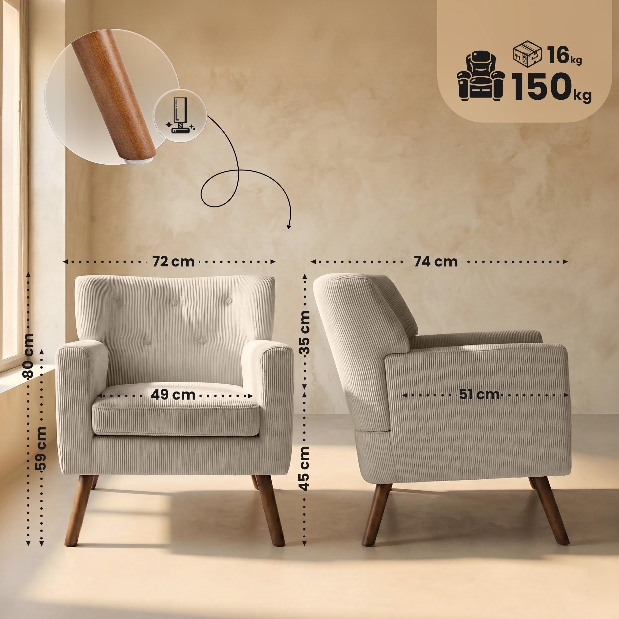 Sillon Kioni tapizado en pana