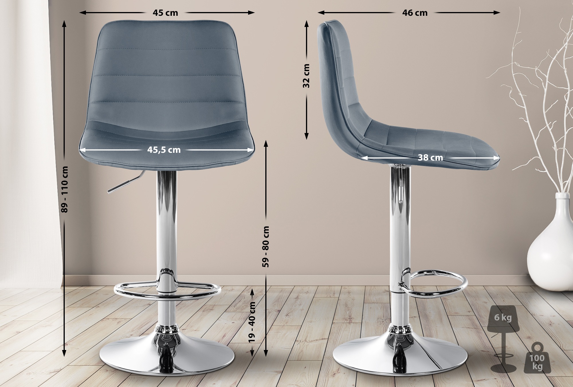 Taburete de bar Lex en piel sintética