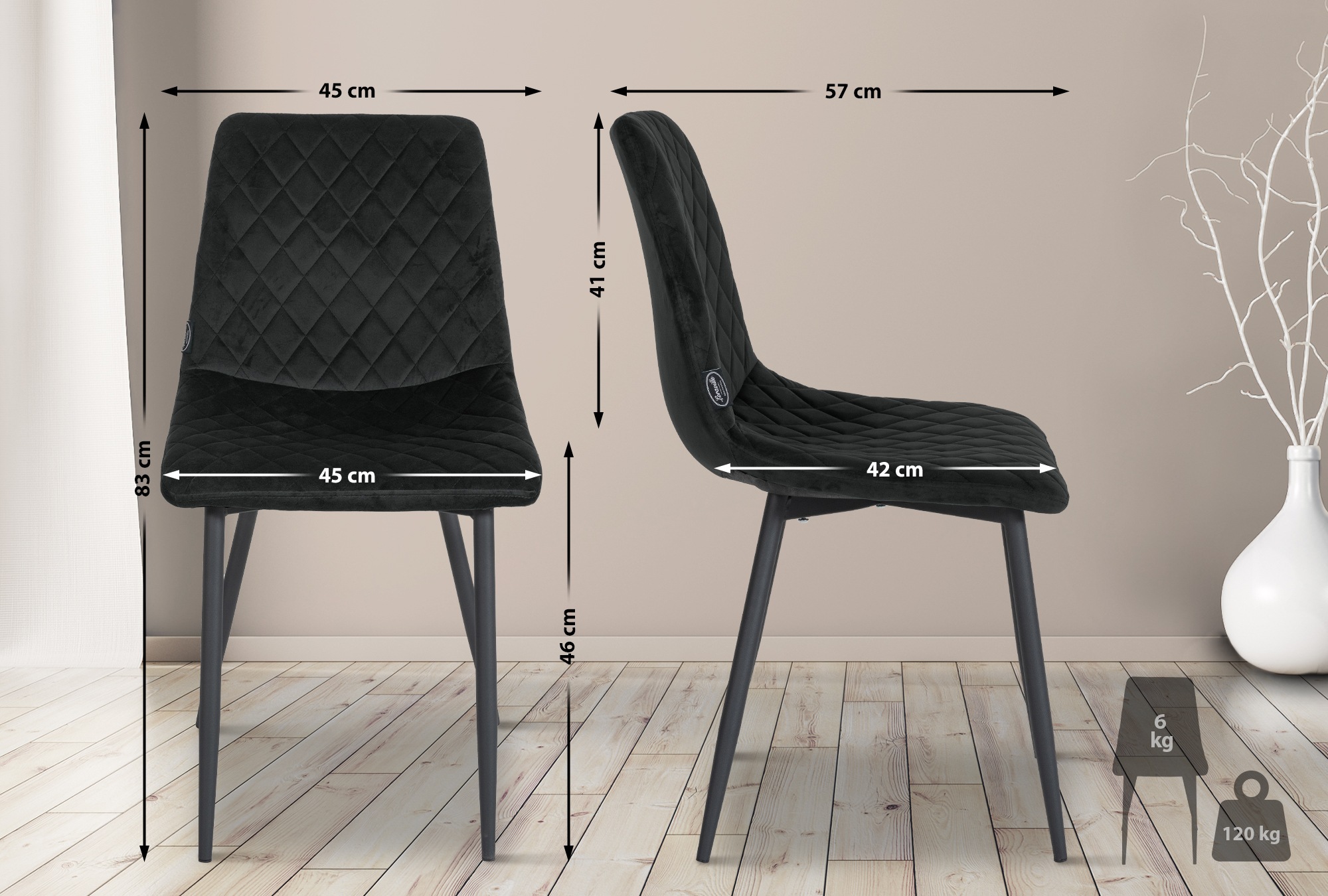 Silla de comedor Telde de terciopelo