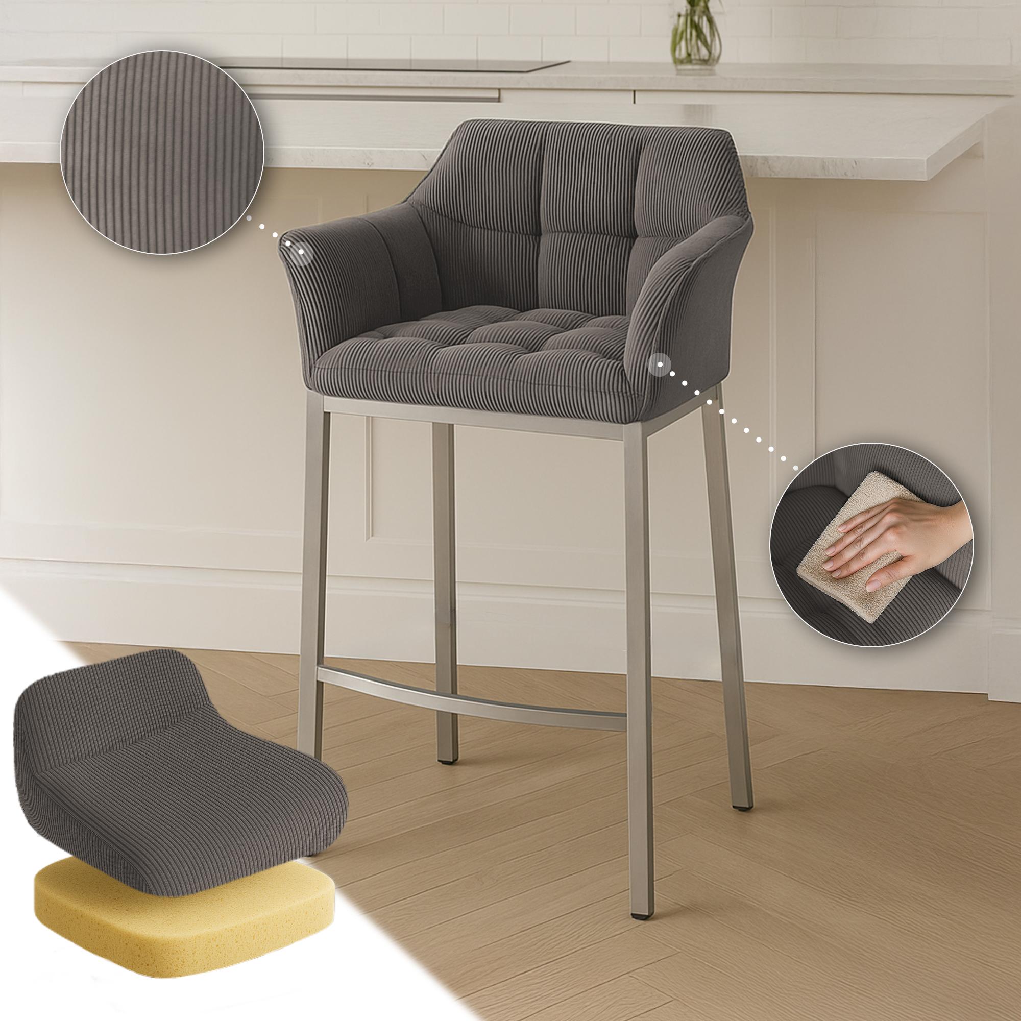 Taburete de bar Damaso Cord con base de cuatro patas