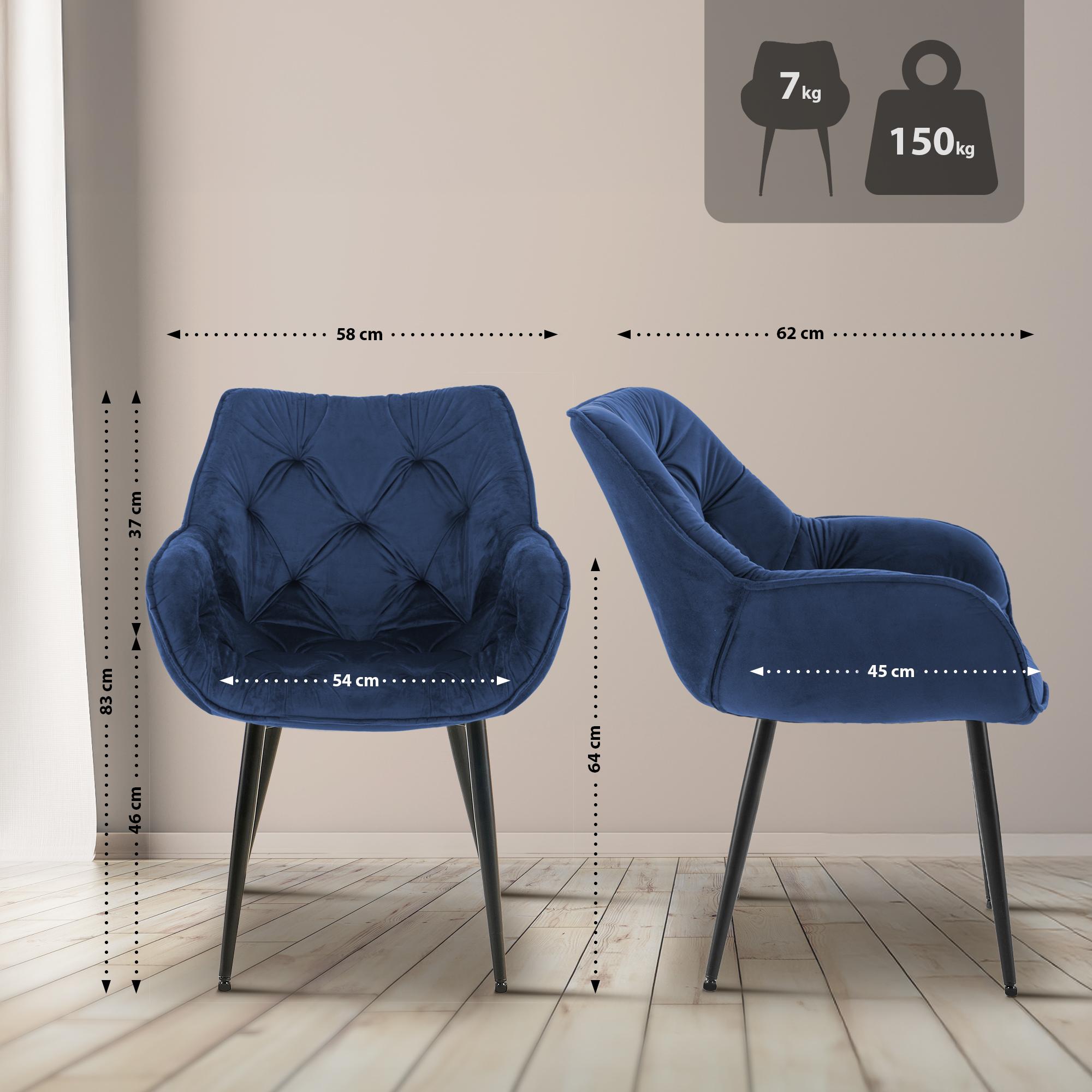 Set de 2 Sillas de comedor Tanna en terciopelo
