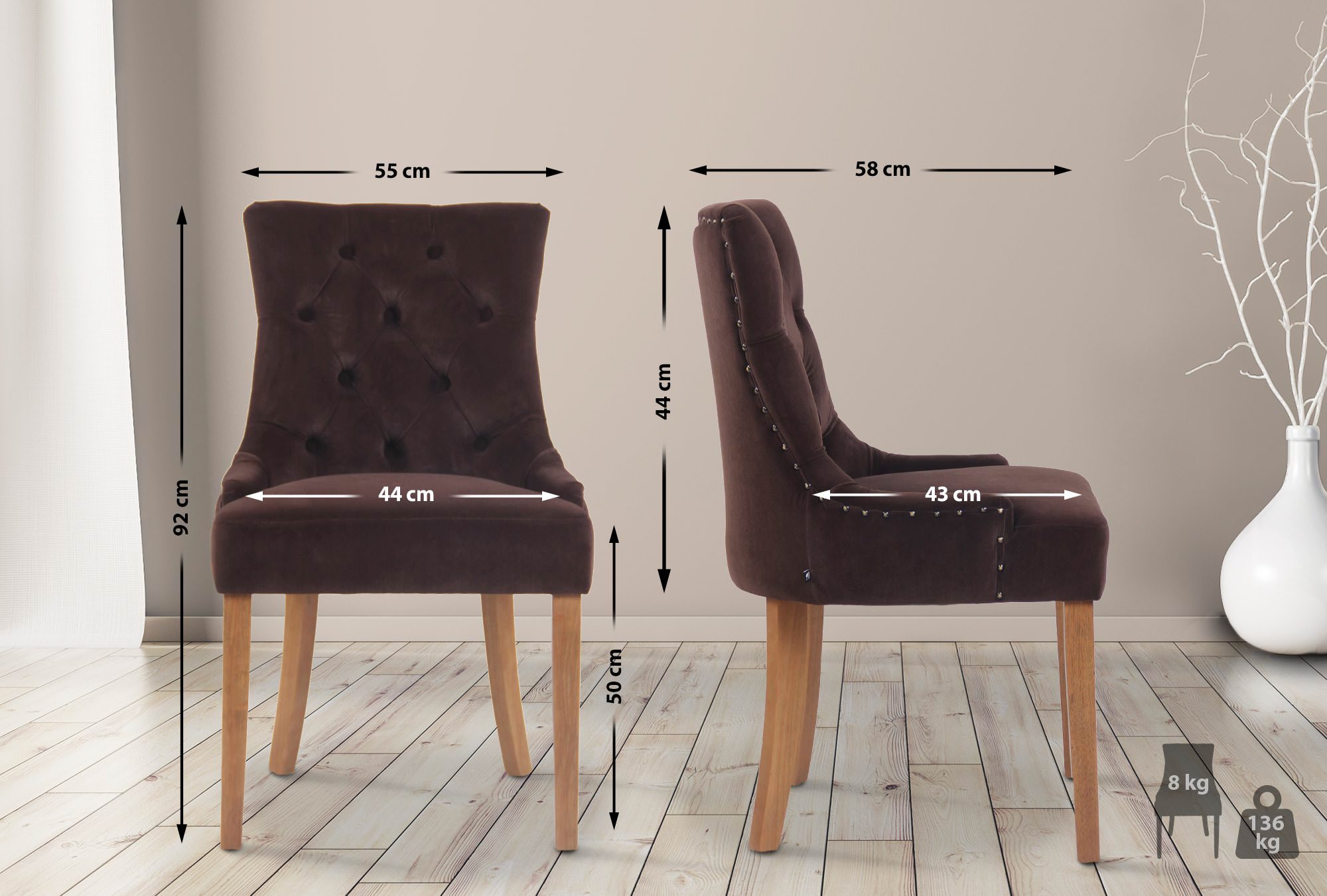 Silla De Comedor Aberdeen En Terciopelo