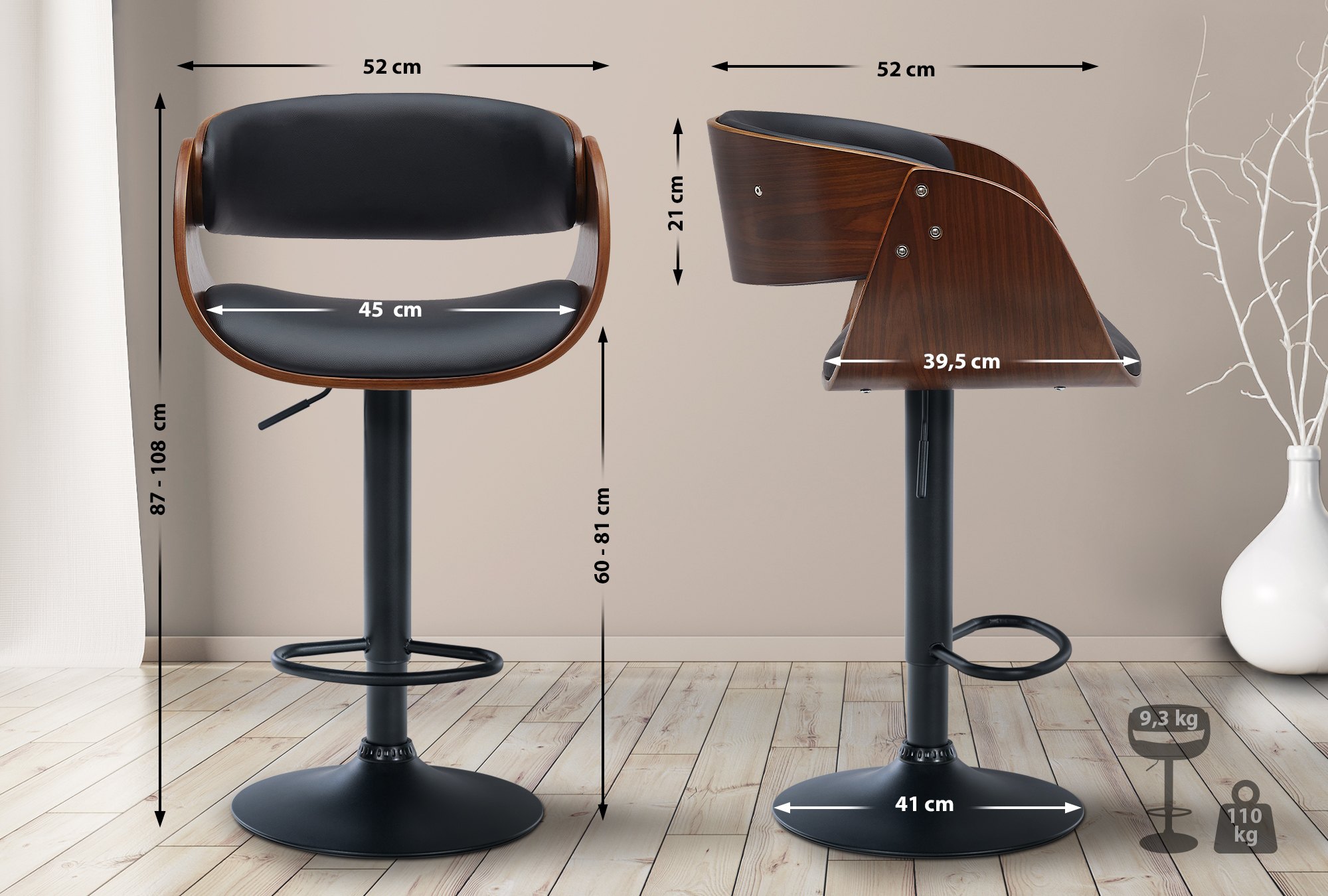 Taburete de bar Portmore en cuero sintético