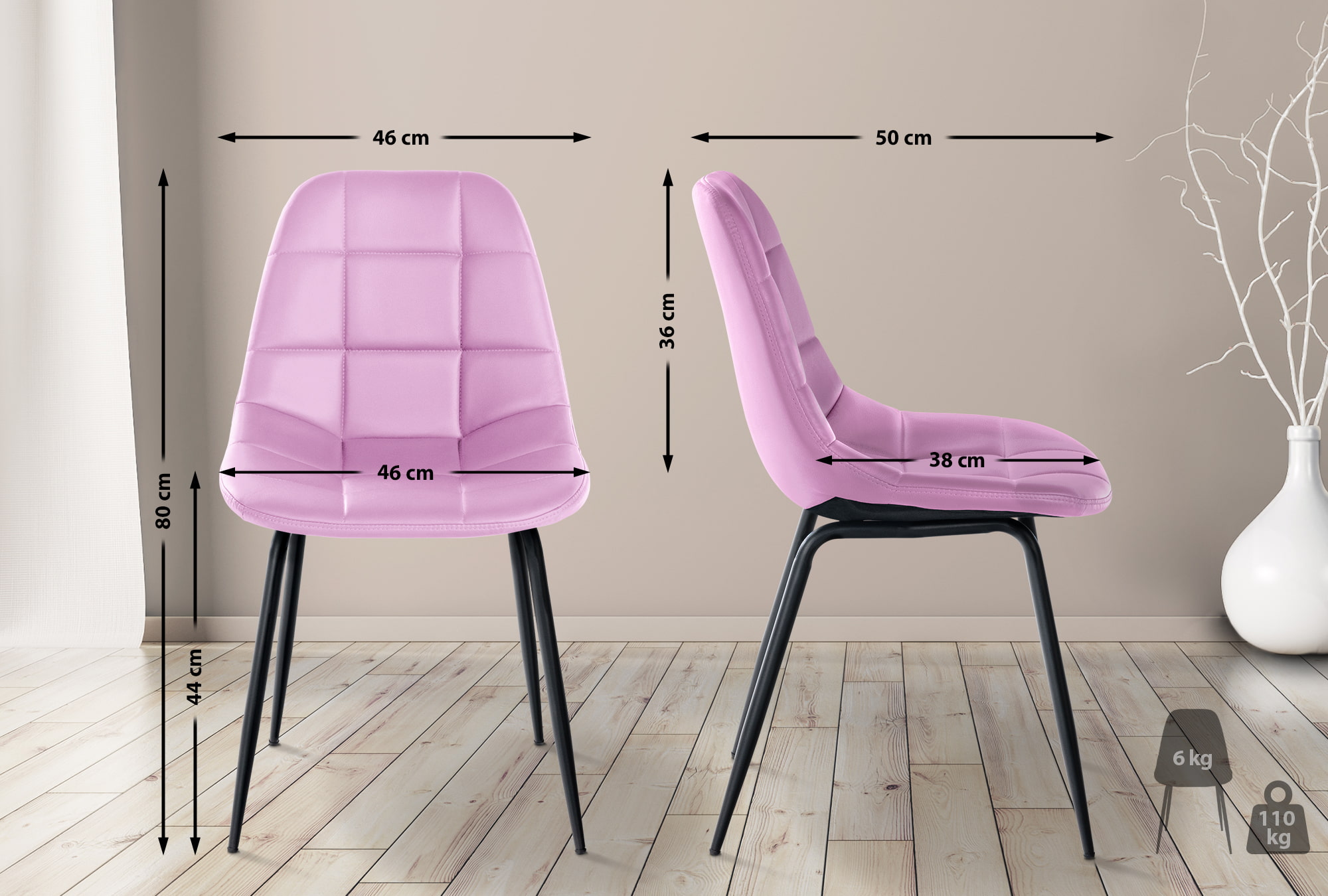 Silla de comedor Tom en tela o polipiel