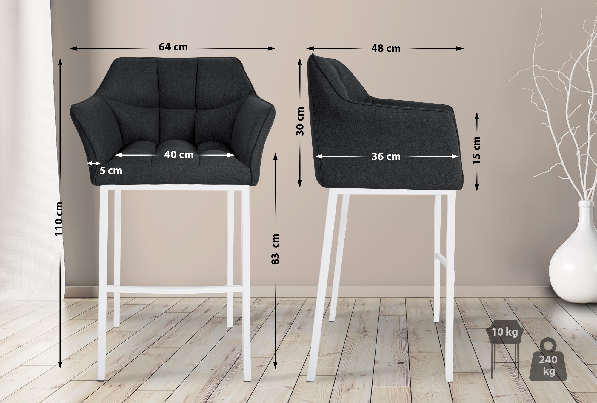 Taburete de Bar Damaso con Fieltro y Base de Cuatro Patas