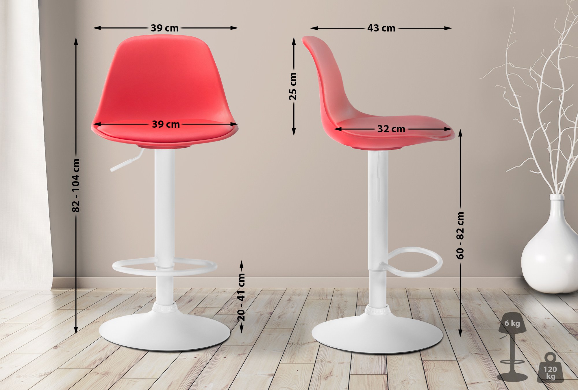 Taburete Kiel Estructura de Plástico & Asiento de Polipiel