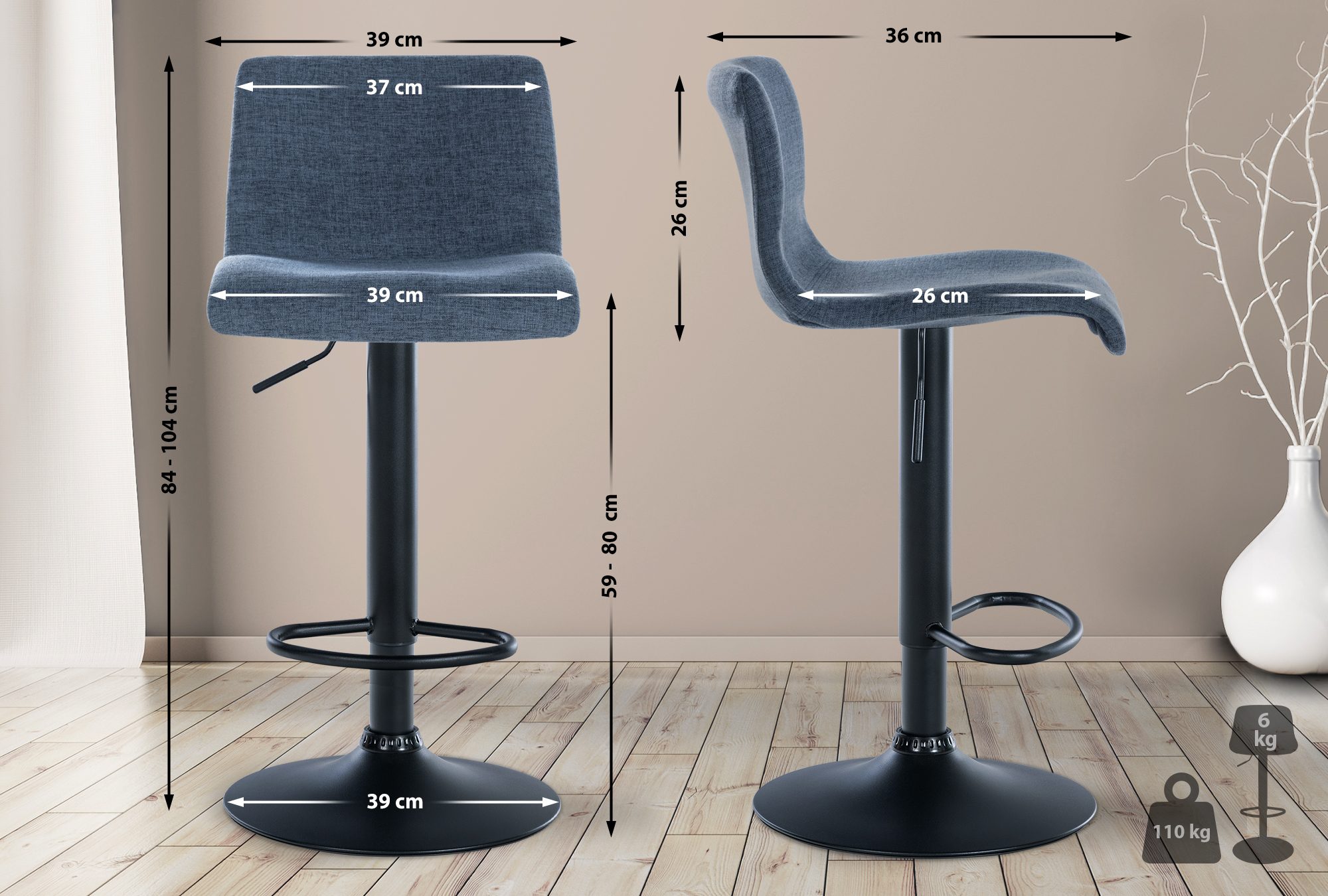 Set de 2 Taburetes de bar Branford