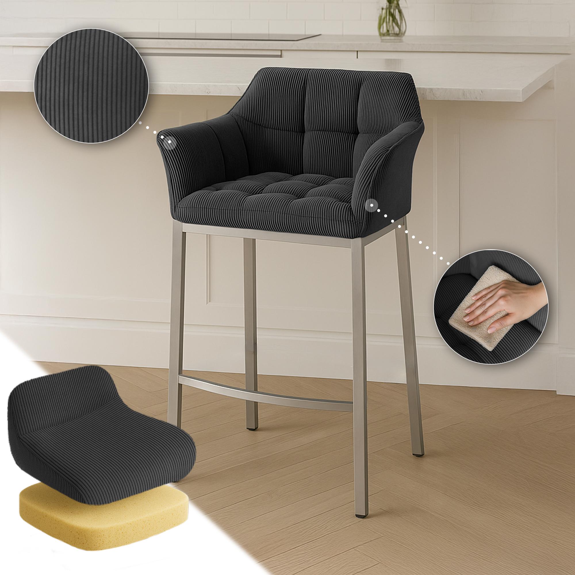 Taburete de bar Damaso Cord con base de cuatro patas
