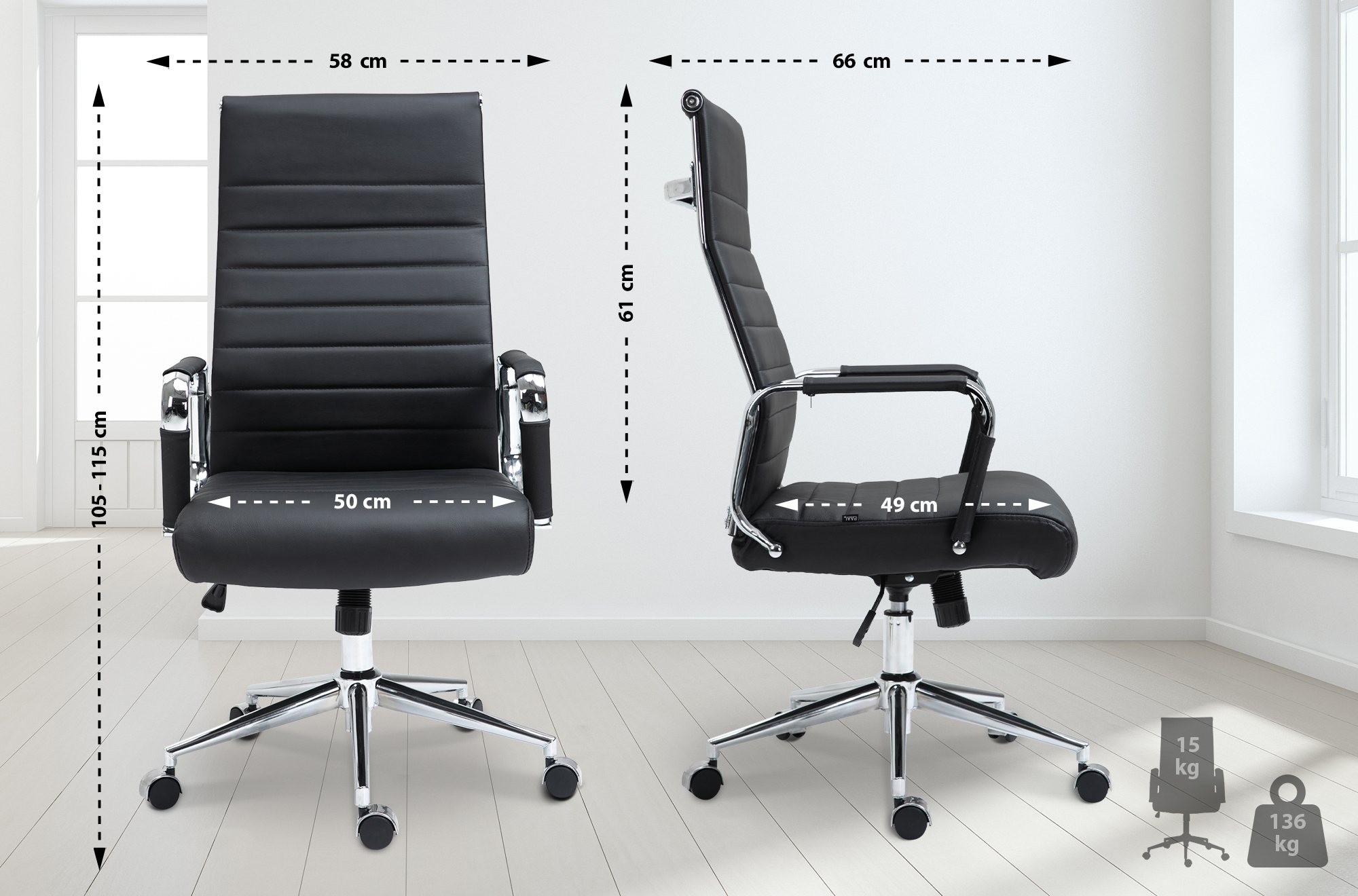 Silla de oficina Kolumbus de cuero auténtico