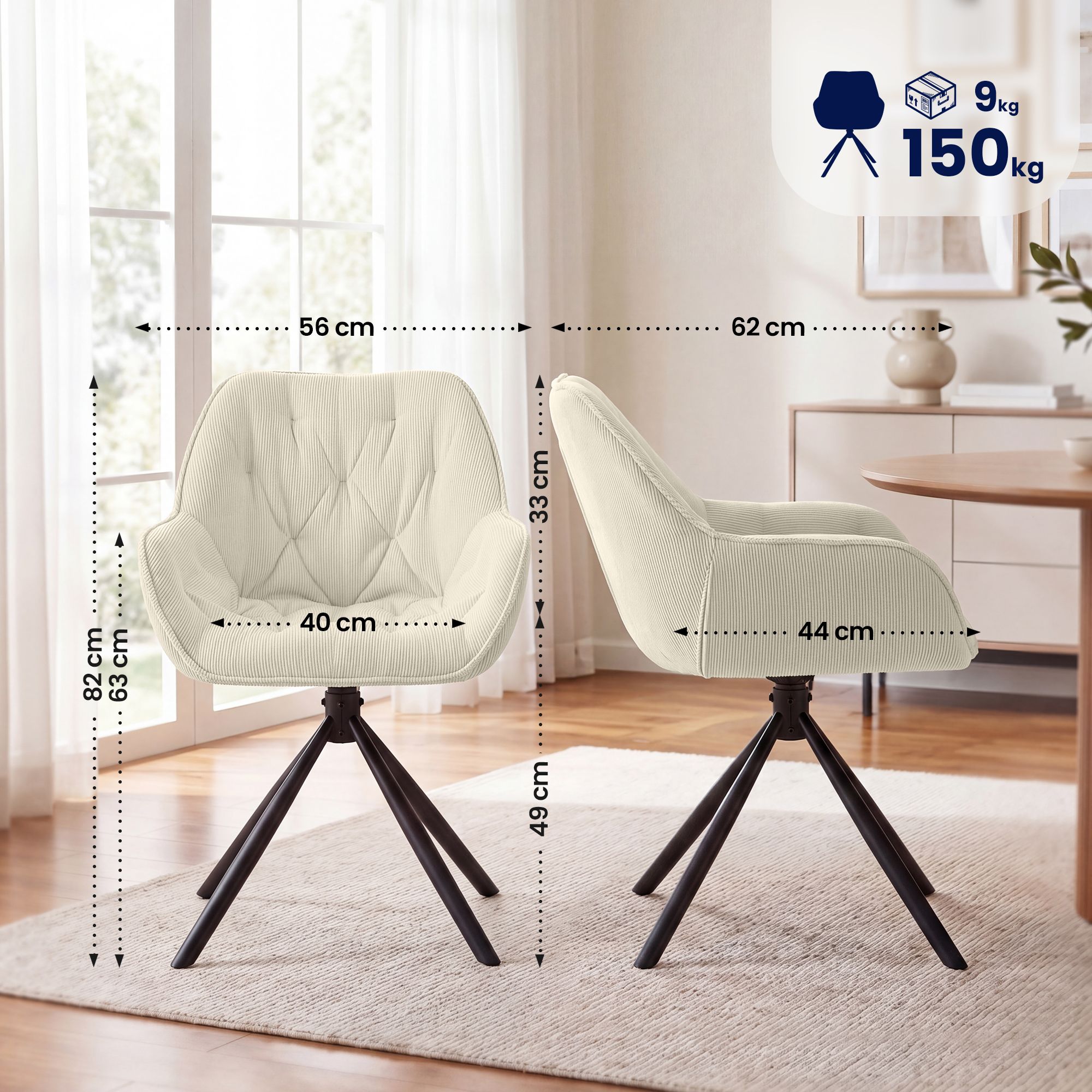 Silla de comedor Rimio de pana