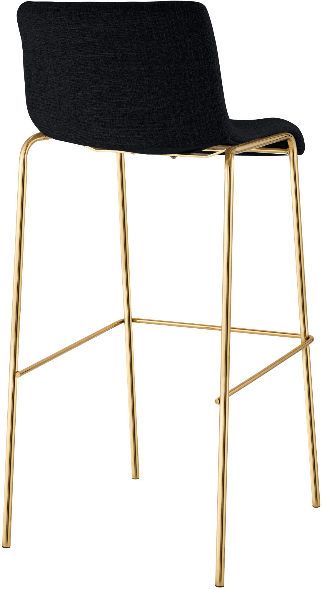 Set de 2 Taburetes de Bar Hover de Tela con Estructura de Cuatro Patas Dorada