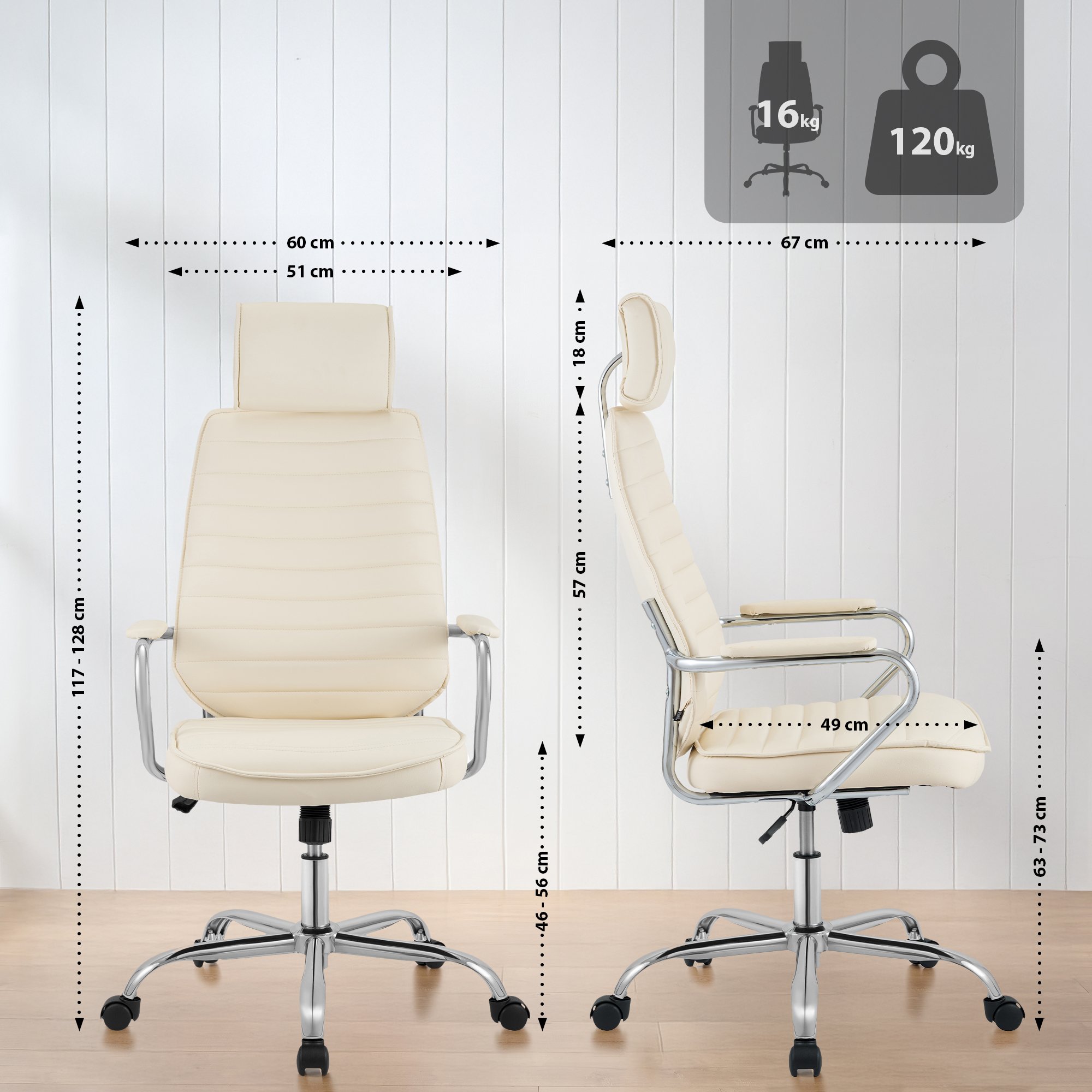 Silla de Oficina Rako de Cuero Sintético