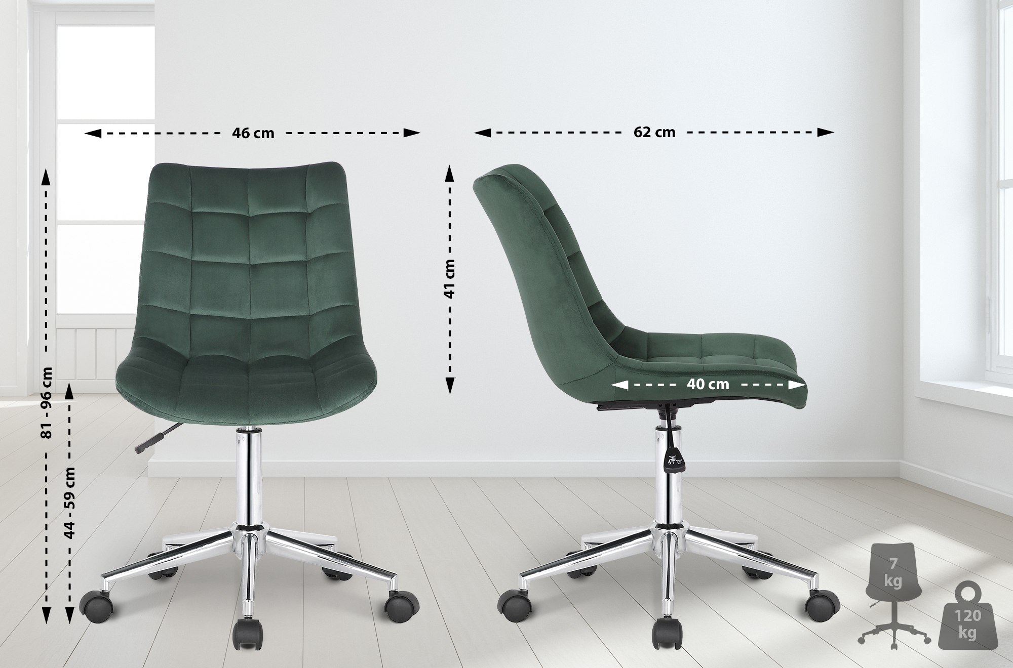 Silla de oficina Medford en terciopelo