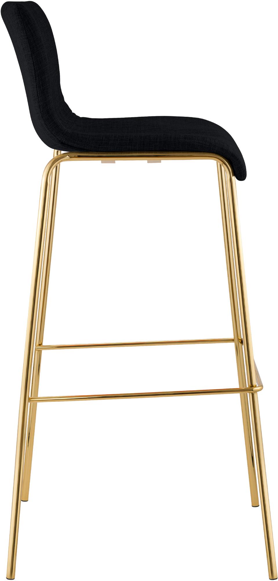 Set de 2 Taburetes de Bar Hover de Tela con Estructura de Cuatro Patas Dorada