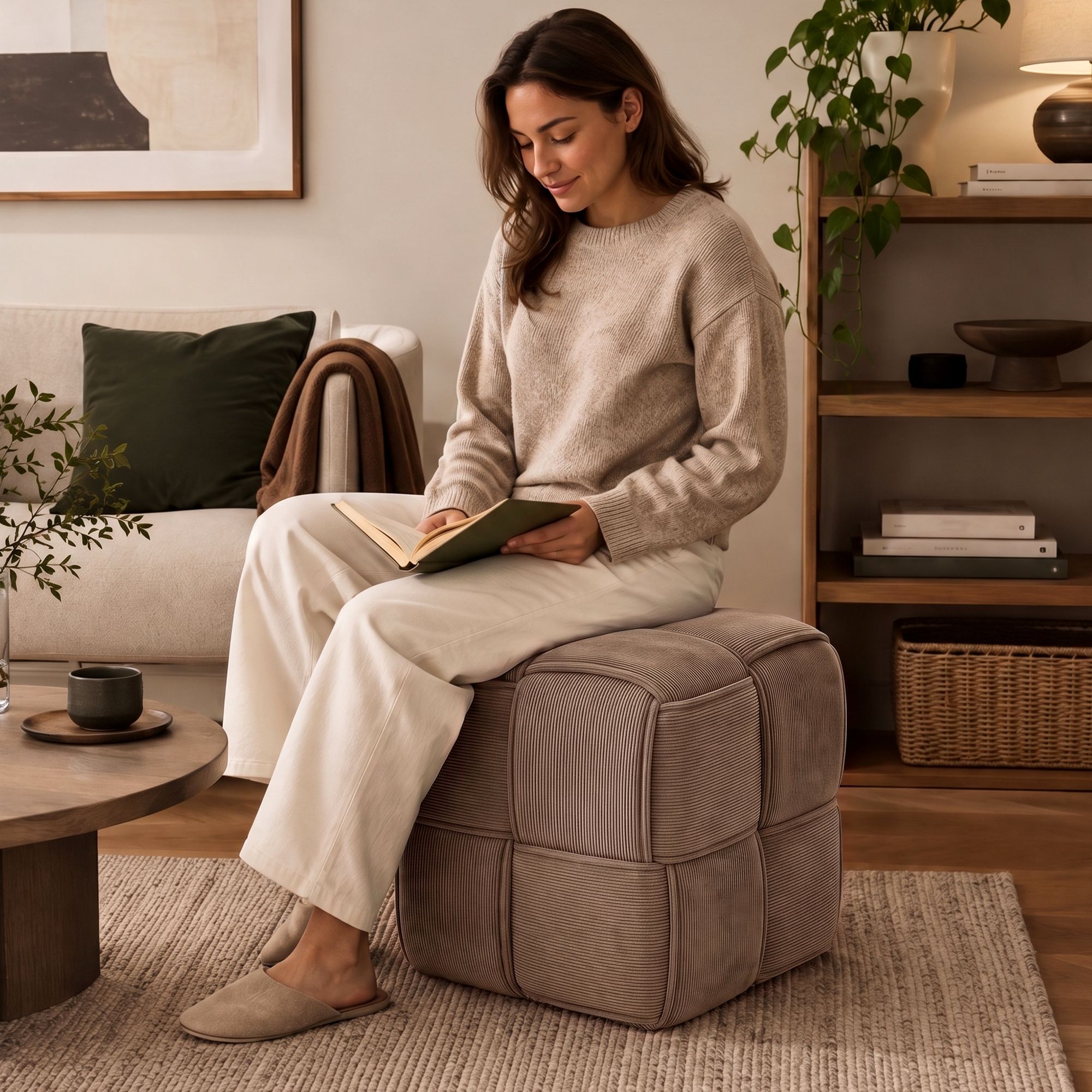 Taburete de pana Forinta elegante y cómodo para cualquier espacio