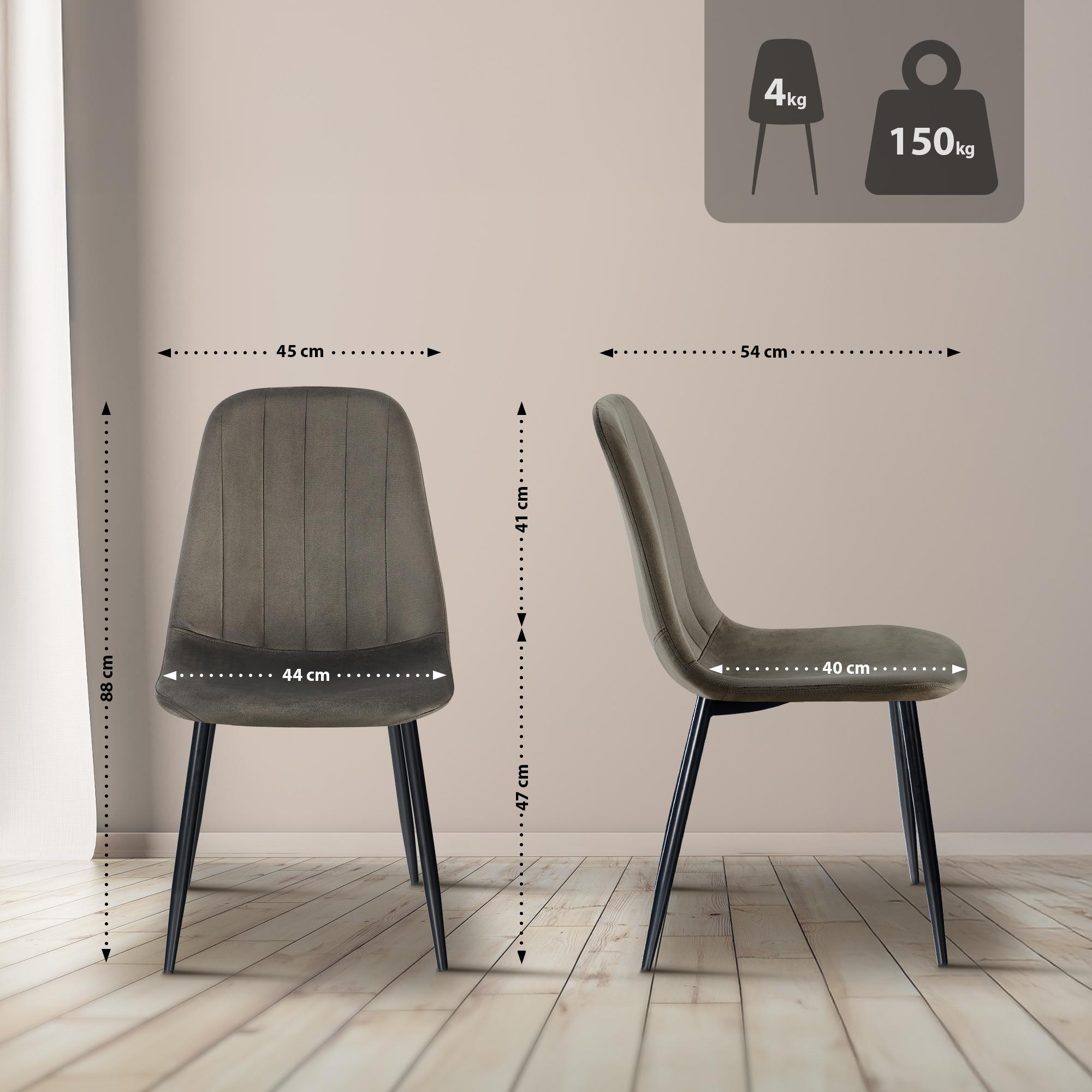 Juego De 4 Sillas de comedor Baxter en terciopelo