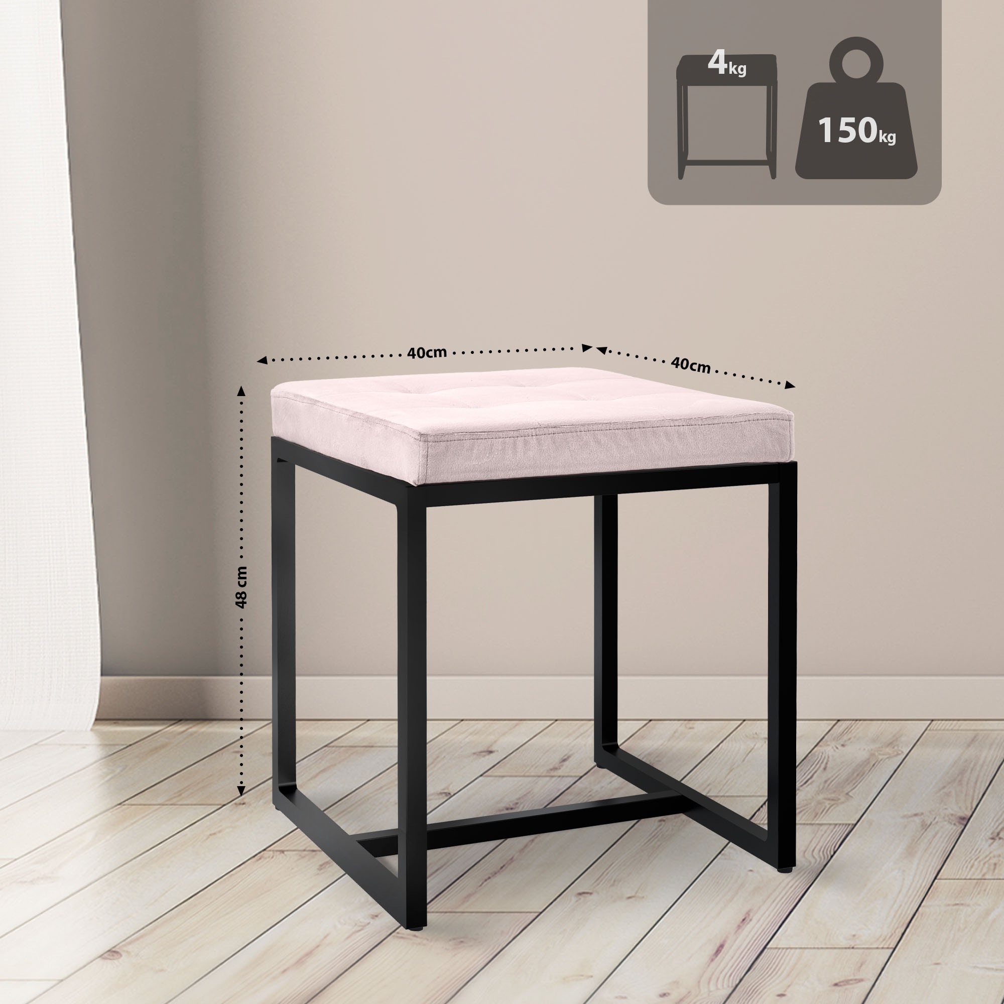 Taburete Barci con marco negro