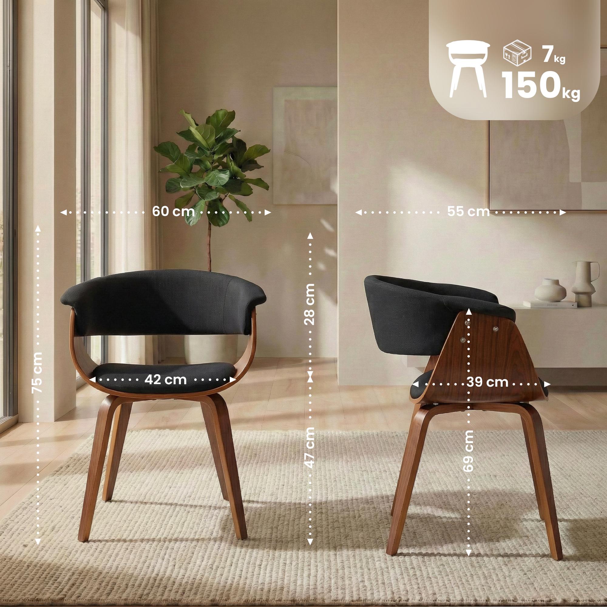Lote de 2 sillas de comedor de tela Bruce