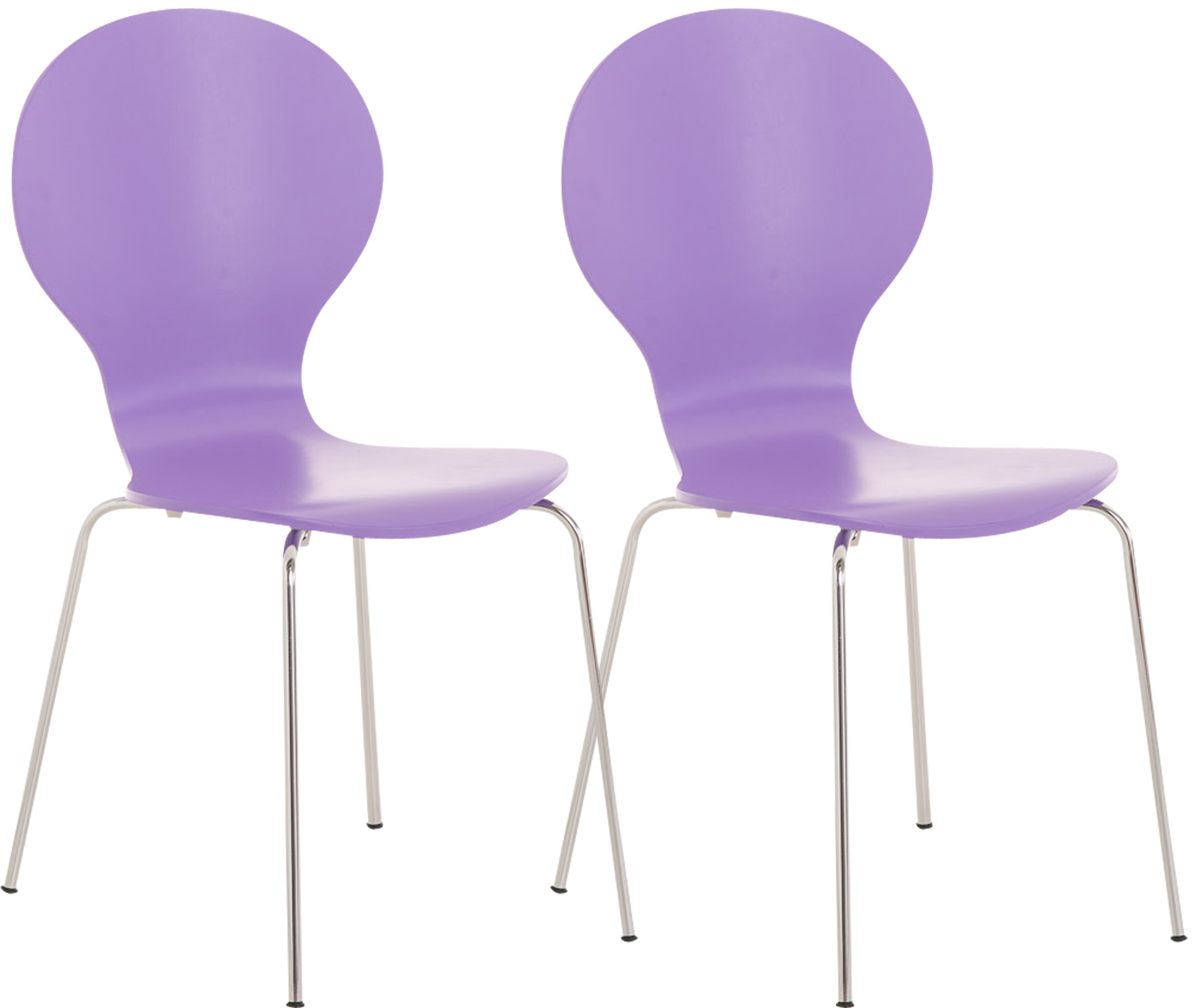 Set De 2 Sillas De Comedor Apilable Diego Lila